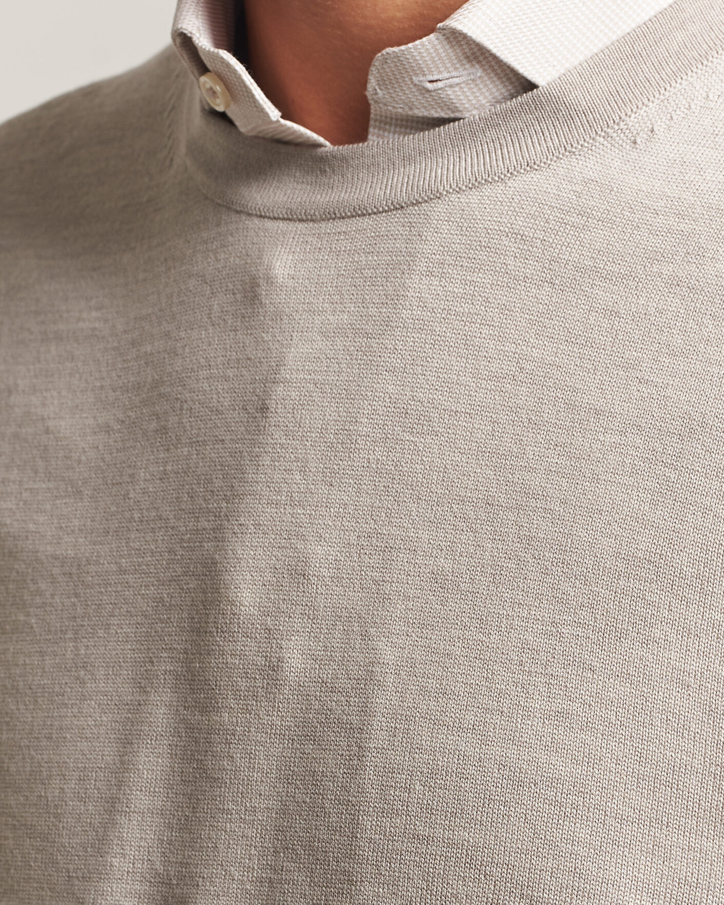 Uomini | Maglieria | Charles Tyrwhitt | Pure Merino Crew Neck Jumper Limestone