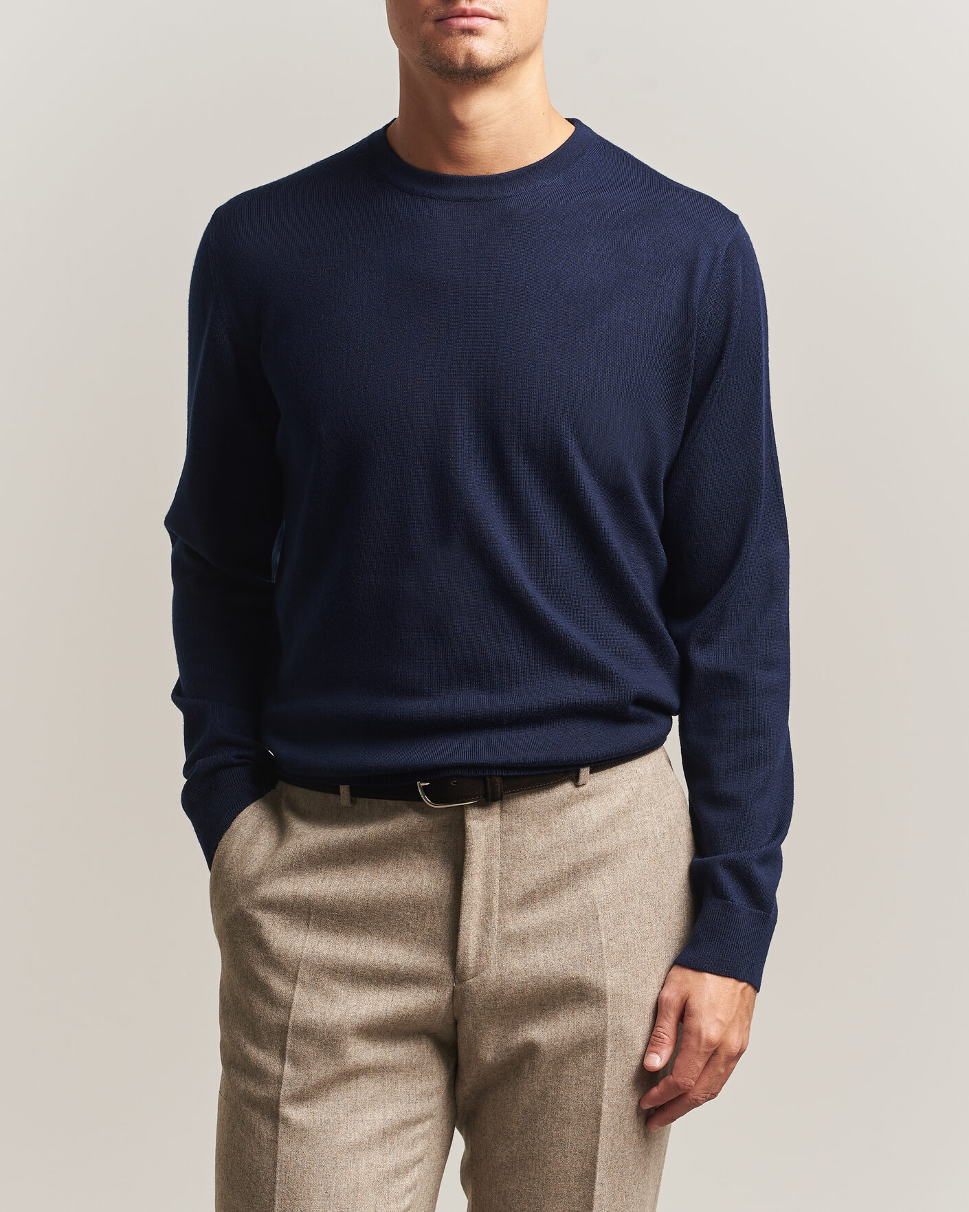 Uomini | Maglieria | Charles Tyrwhitt | Pure Merino Crew Neck Jumper Navy