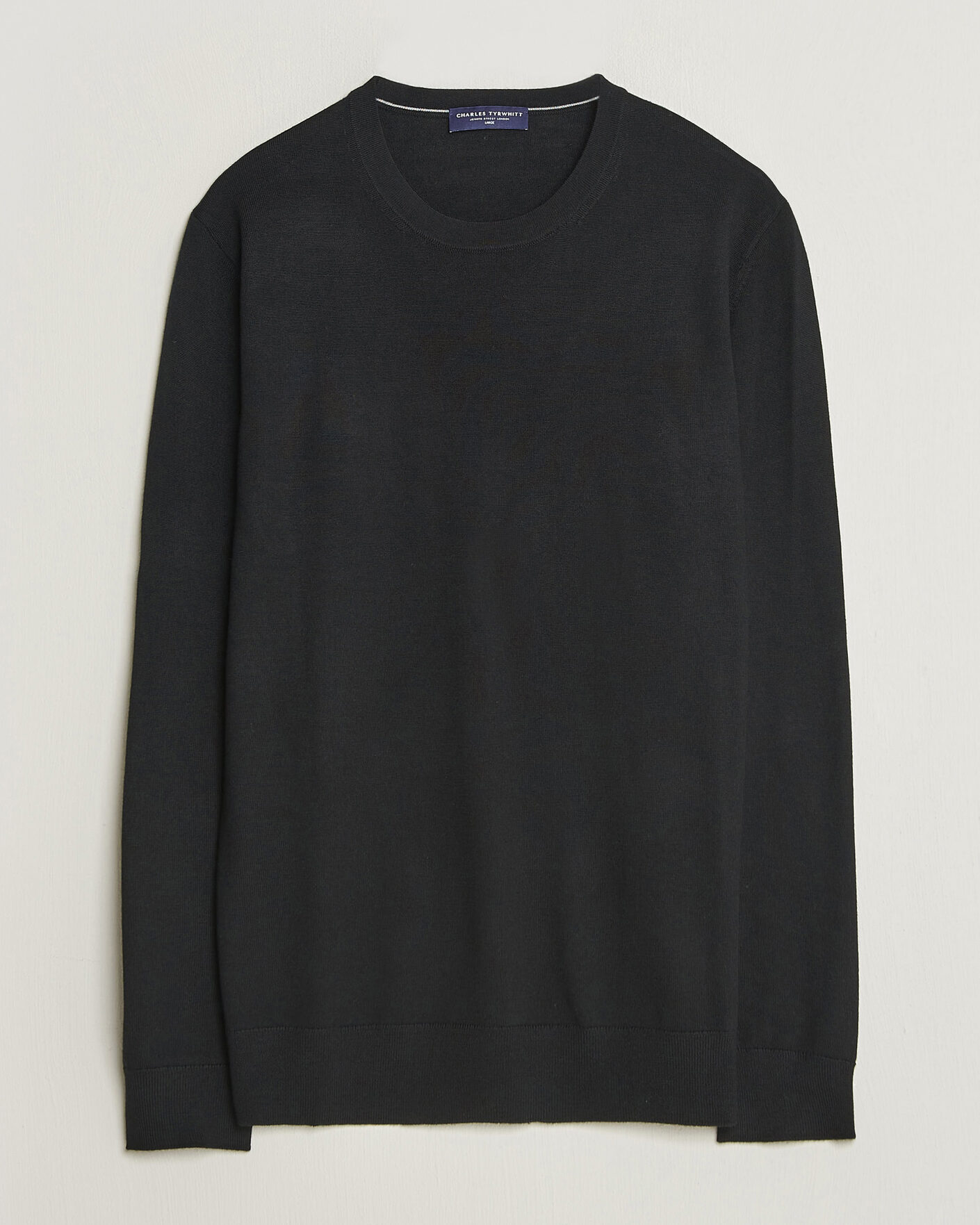 Uomini | Maglieria | Charles Tyrwhitt | Pure Merino Crew Neck Jumper Black