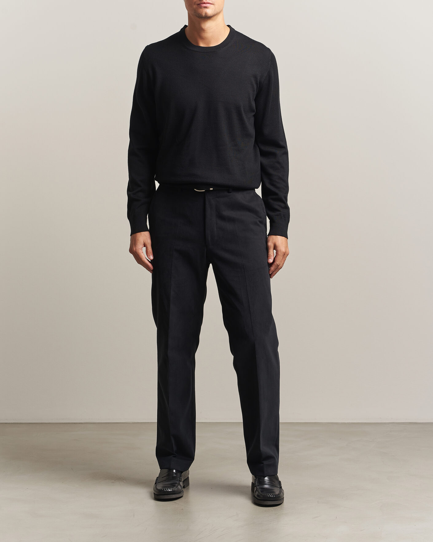 Uomini | Maglieria | Charles Tyrwhitt | Pure Merino Crew Neck Jumper Black