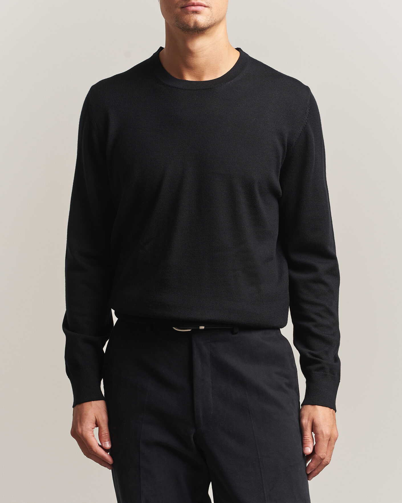 Uomini | Maglieria | Charles Tyrwhitt | Pure Merino Crew Neck Jumper Black