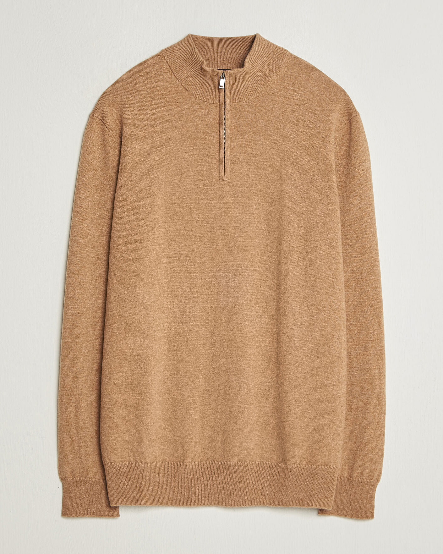 Uomini | Maglieria | Charles Tyrwhitt | Pure Cashmere Zip Neck Jumper Tan