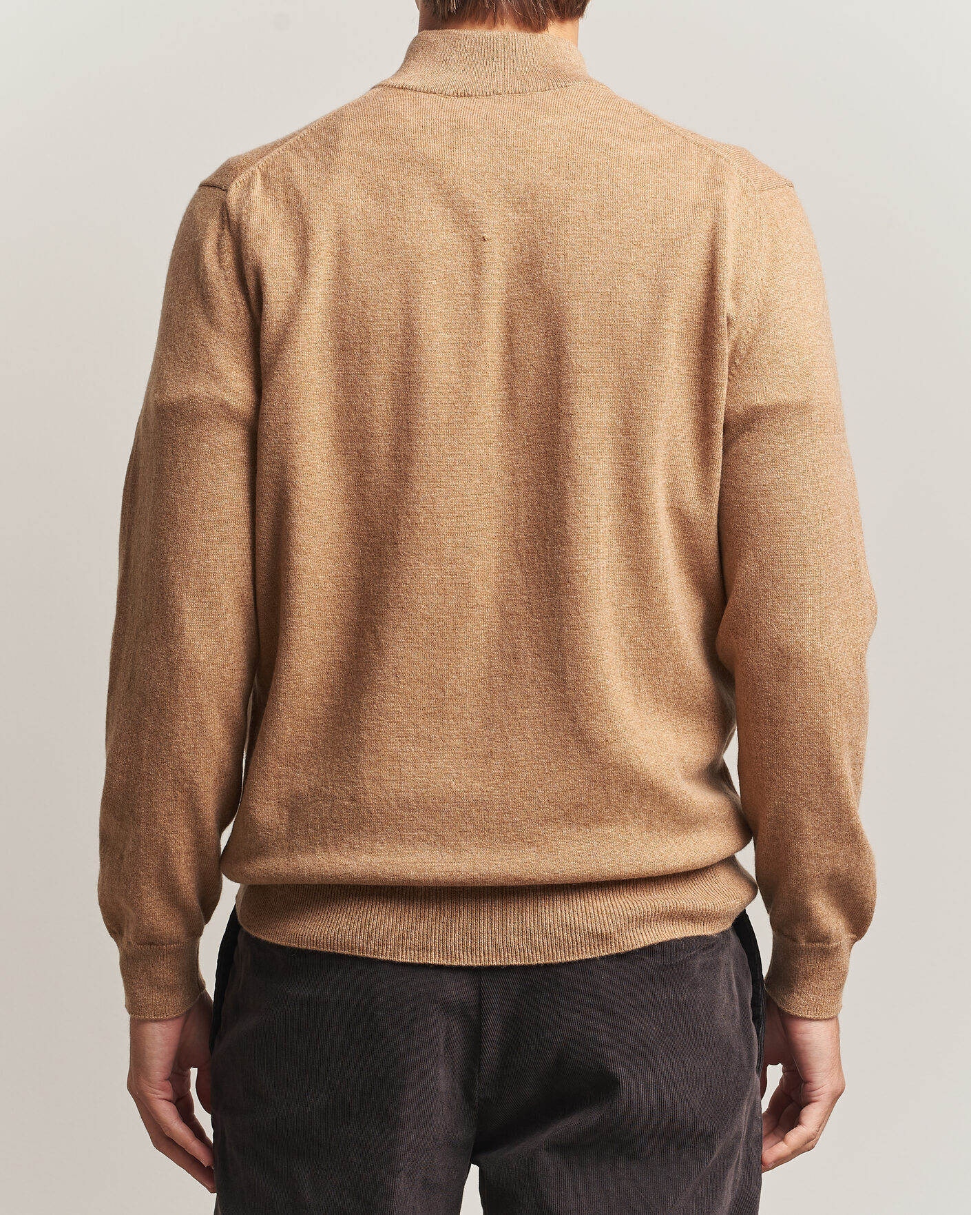 Uomini | Maglieria | Charles Tyrwhitt | Pure Cashmere Zip Neck Jumper Tan