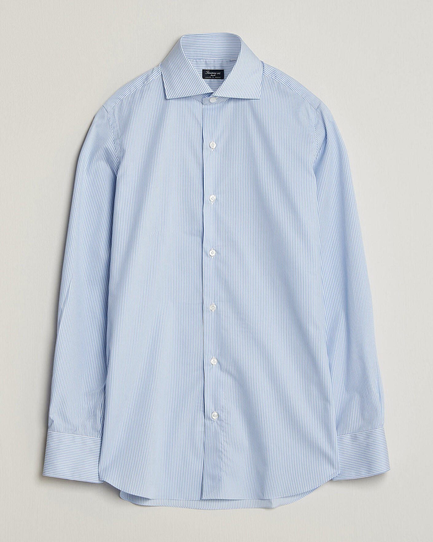 Uomini | Camicie | Finamore Napoli | Milano Slim Traveller Cotton Shirt Blue Stripe