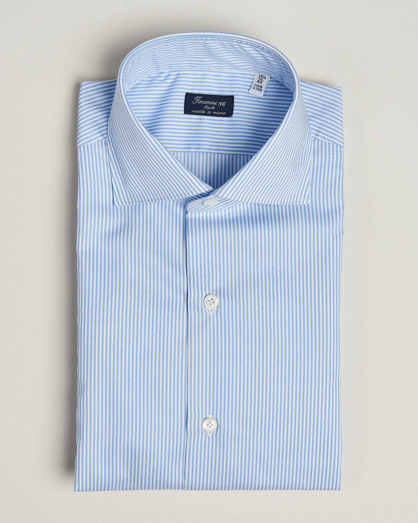 Uomini | Camicie | Finamore Napoli | Milano Slim Traveller Cotton Shirt Blue Stripe