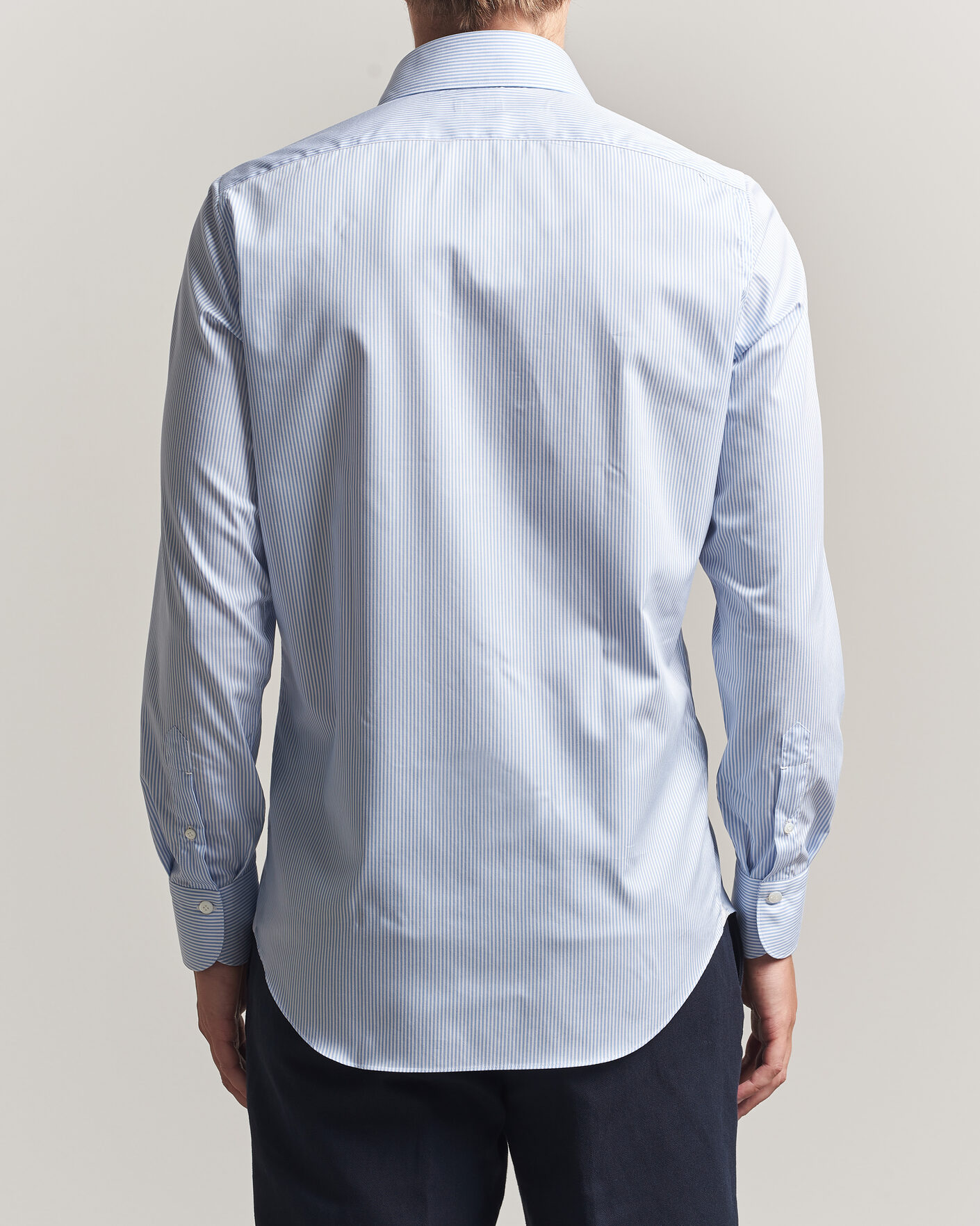 Uomini | Camicie | Finamore Napoli | Milano Slim Traveller Cotton Shirt Blue Stripe