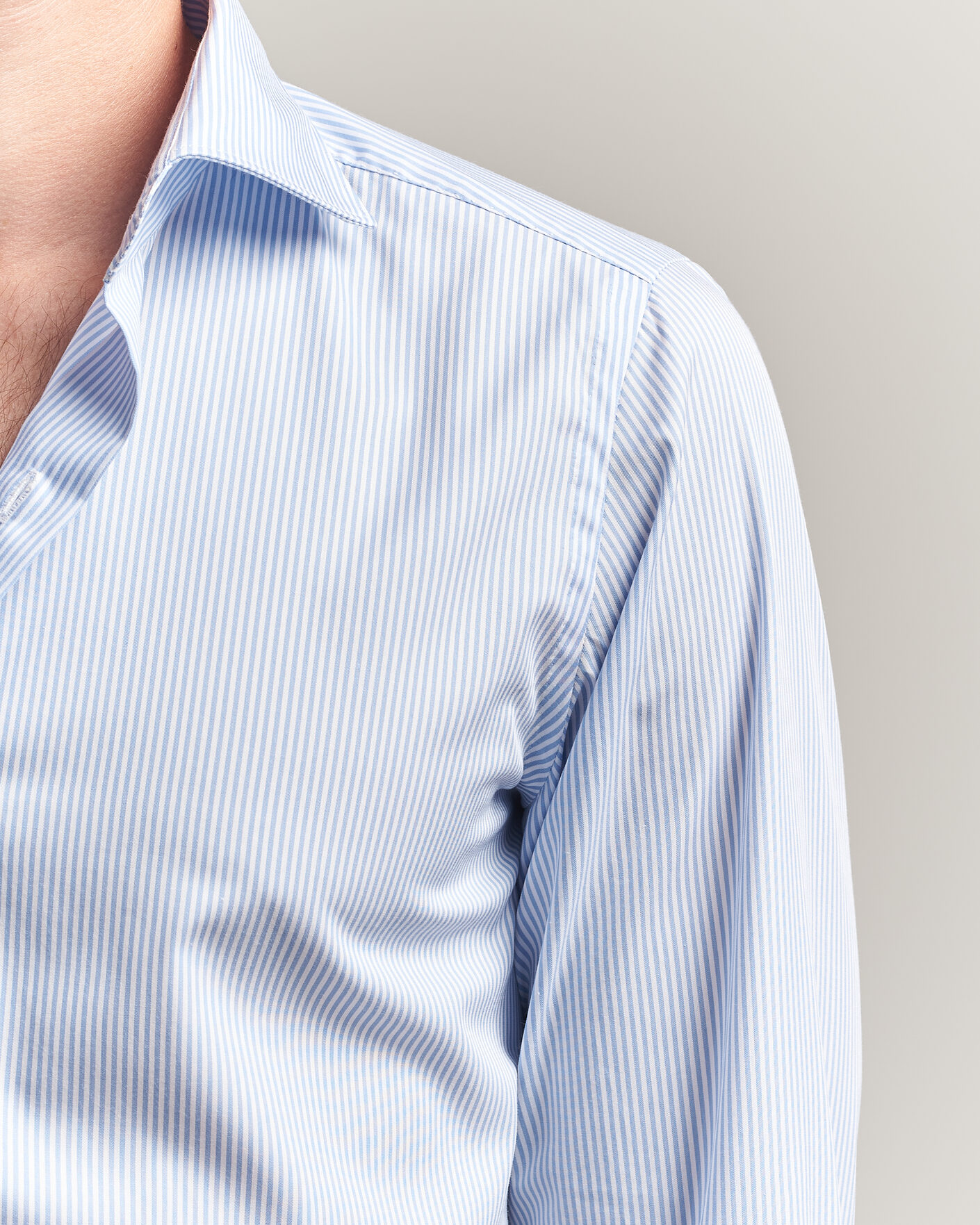 Uomini | Camicie | Finamore Napoli | Milano Slim Traveller Cotton Shirt Blue Stripe