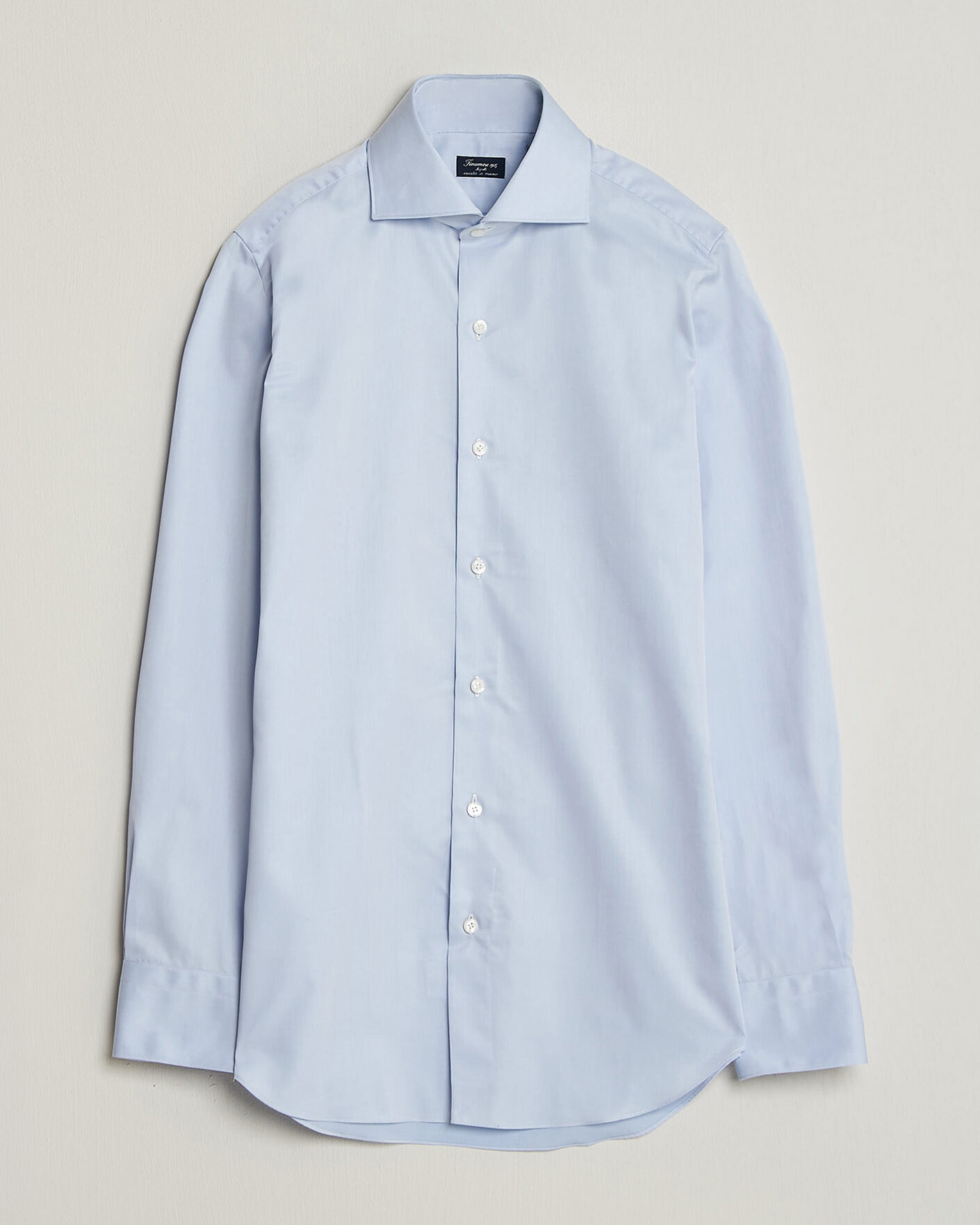 Uomini | Camicie | Finamore Napoli | Milano Slim Traveller Cotton Shirt Light Blue