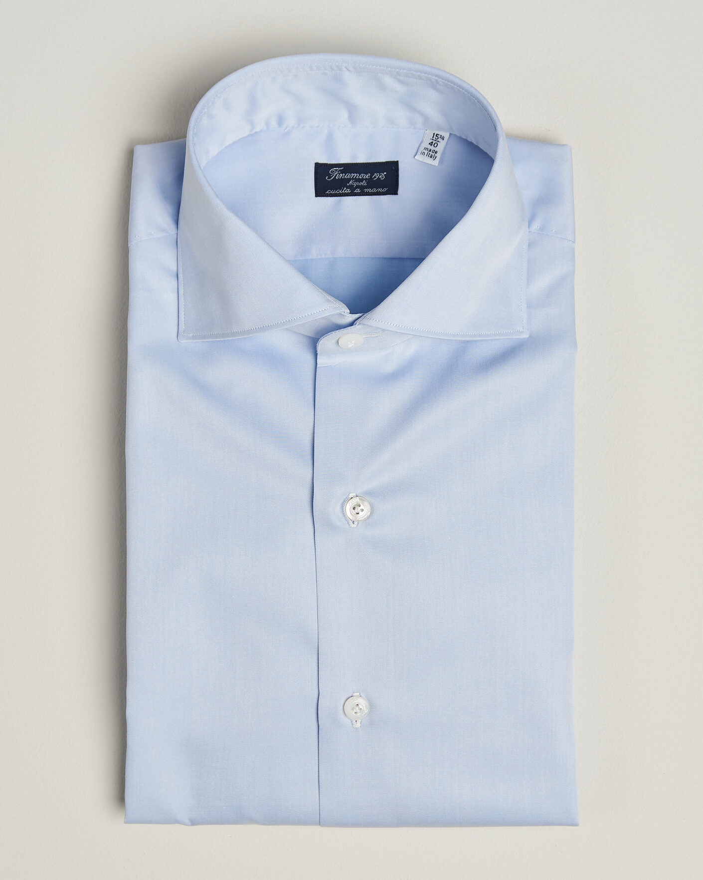 Uomini | Camicie | Finamore Napoli | Milano Slim Traveller Cotton Shirt Light Blue
