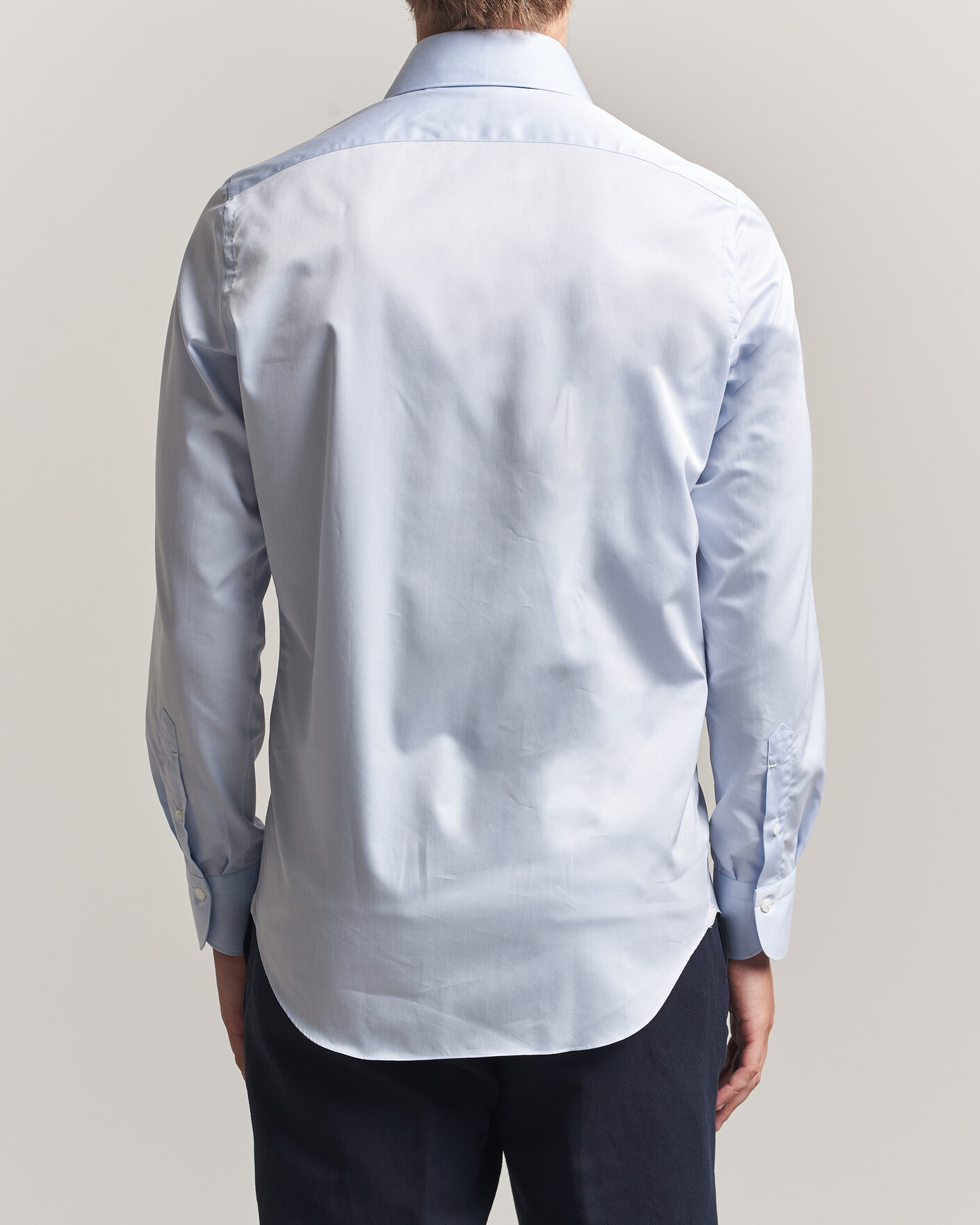 Uomini | Camicie | Finamore Napoli | Milano Slim Traveller Cotton Shirt Light Blue