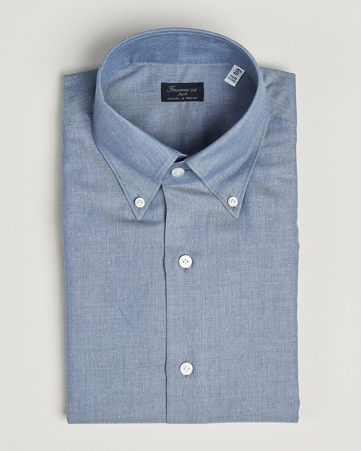 Uomini | Camicie | Finamore Napoli | Milano Slim Cashmere BD Shirt Light Blue