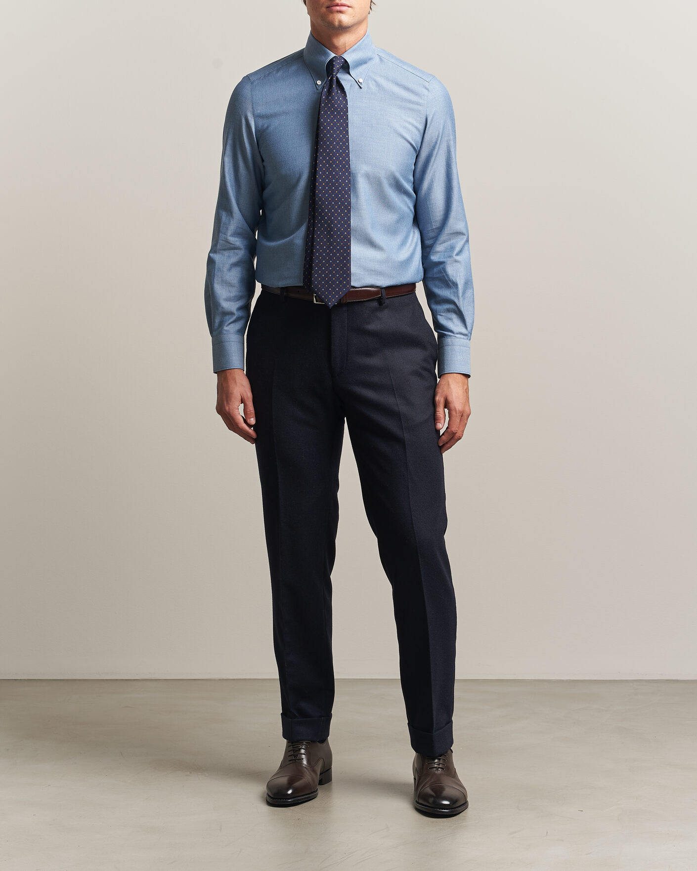Uomini | Camicie | Finamore Napoli | Milano Slim Cashmere BD Shirt Light Blue