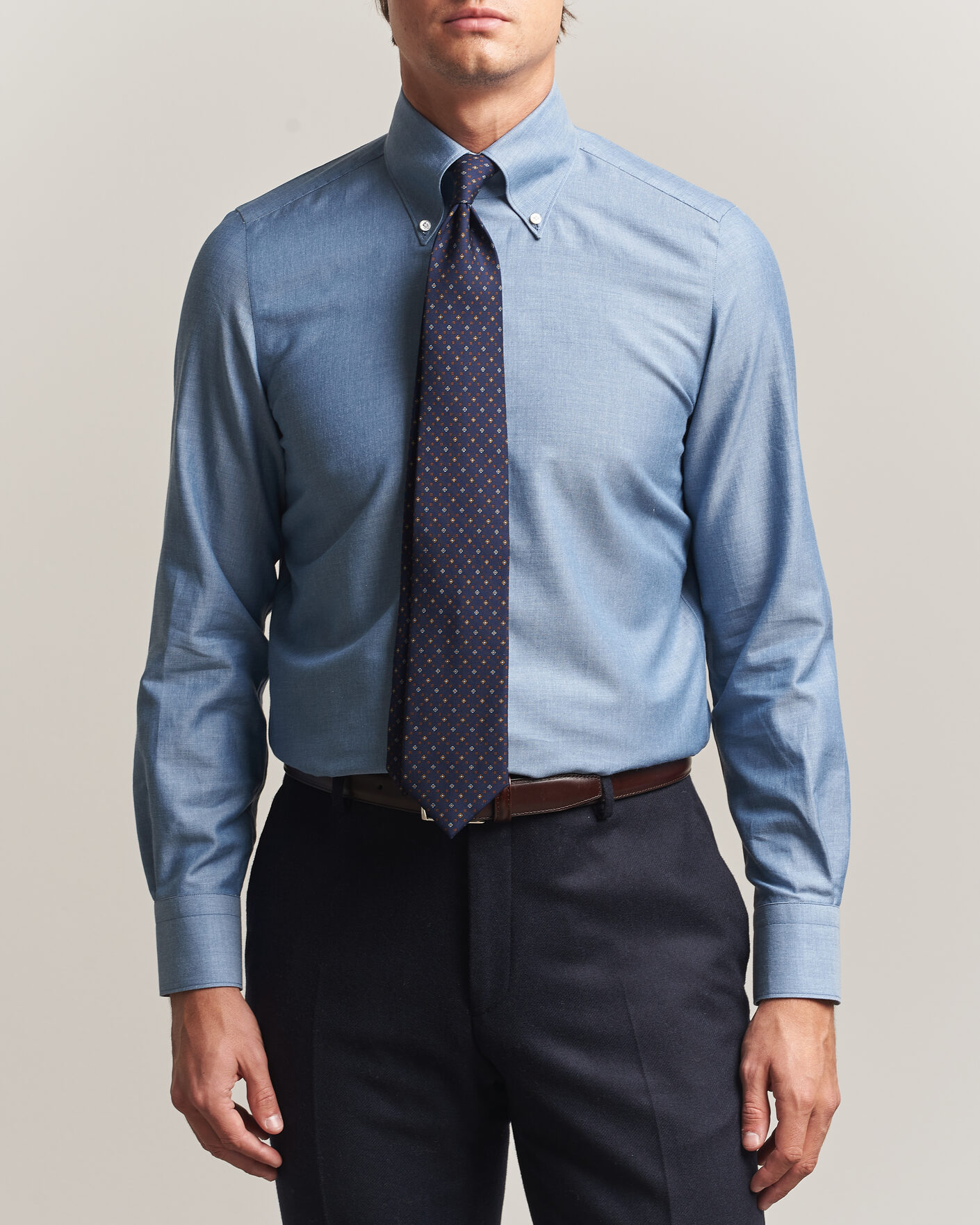 Uomini | Camicie | Finamore Napoli | Milano Slim Cashmere BD Shirt Light Blue