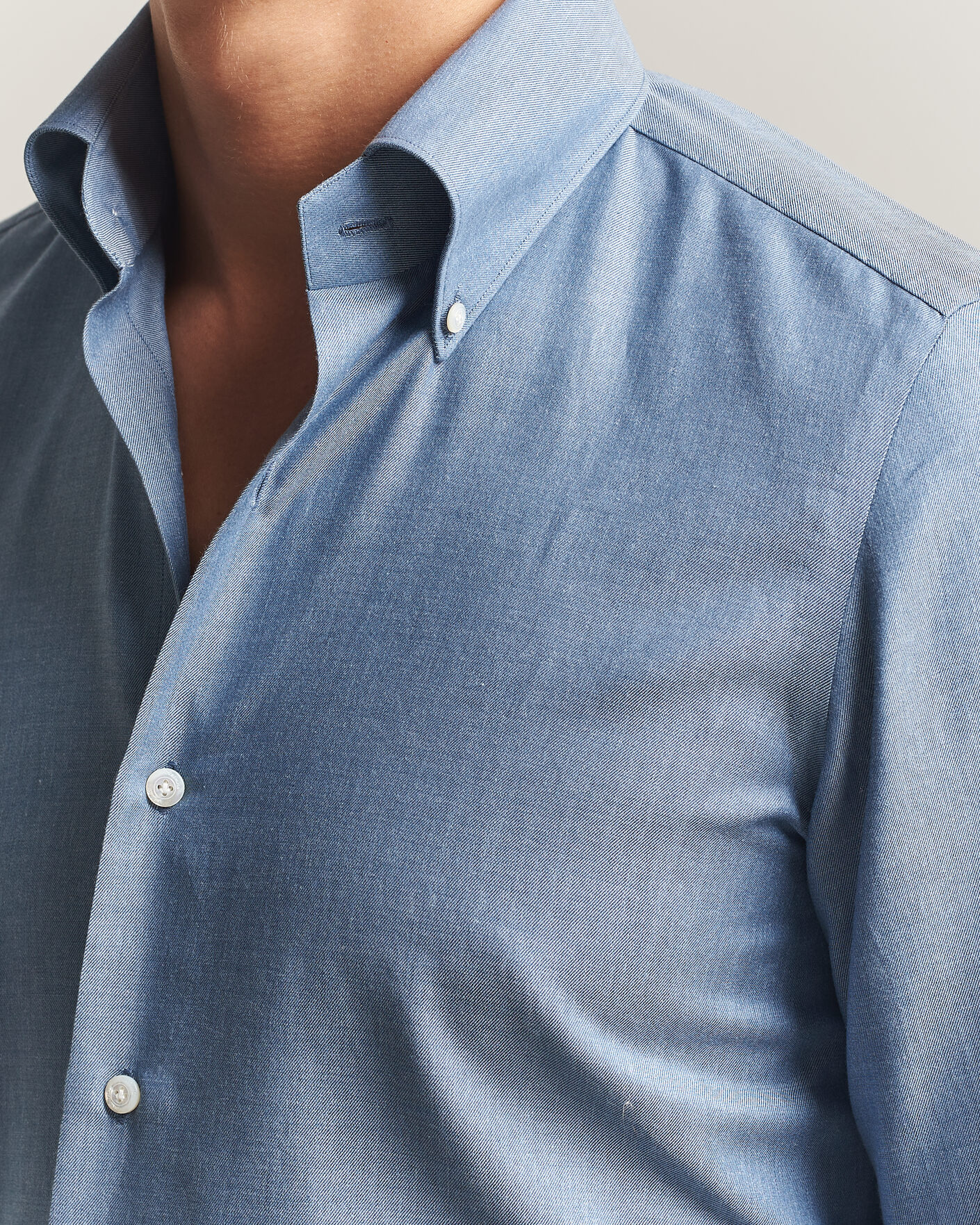 Uomini | Camicie | Finamore Napoli | Milano Slim Cashmere BD Shirt Light Blue