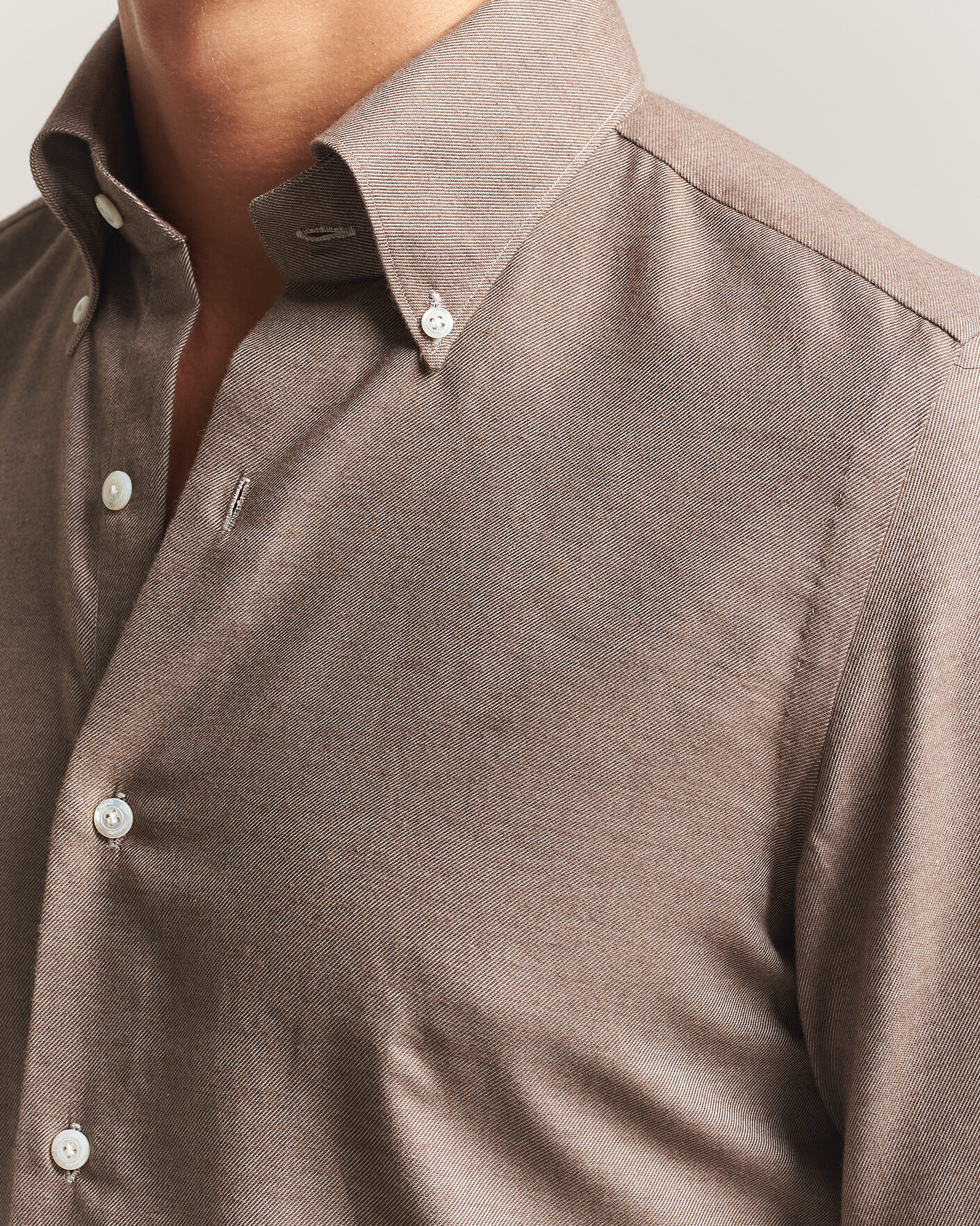 Uomini | Camicie | Finamore Napoli | Milano Slim Cashmere BD Shirt Brown