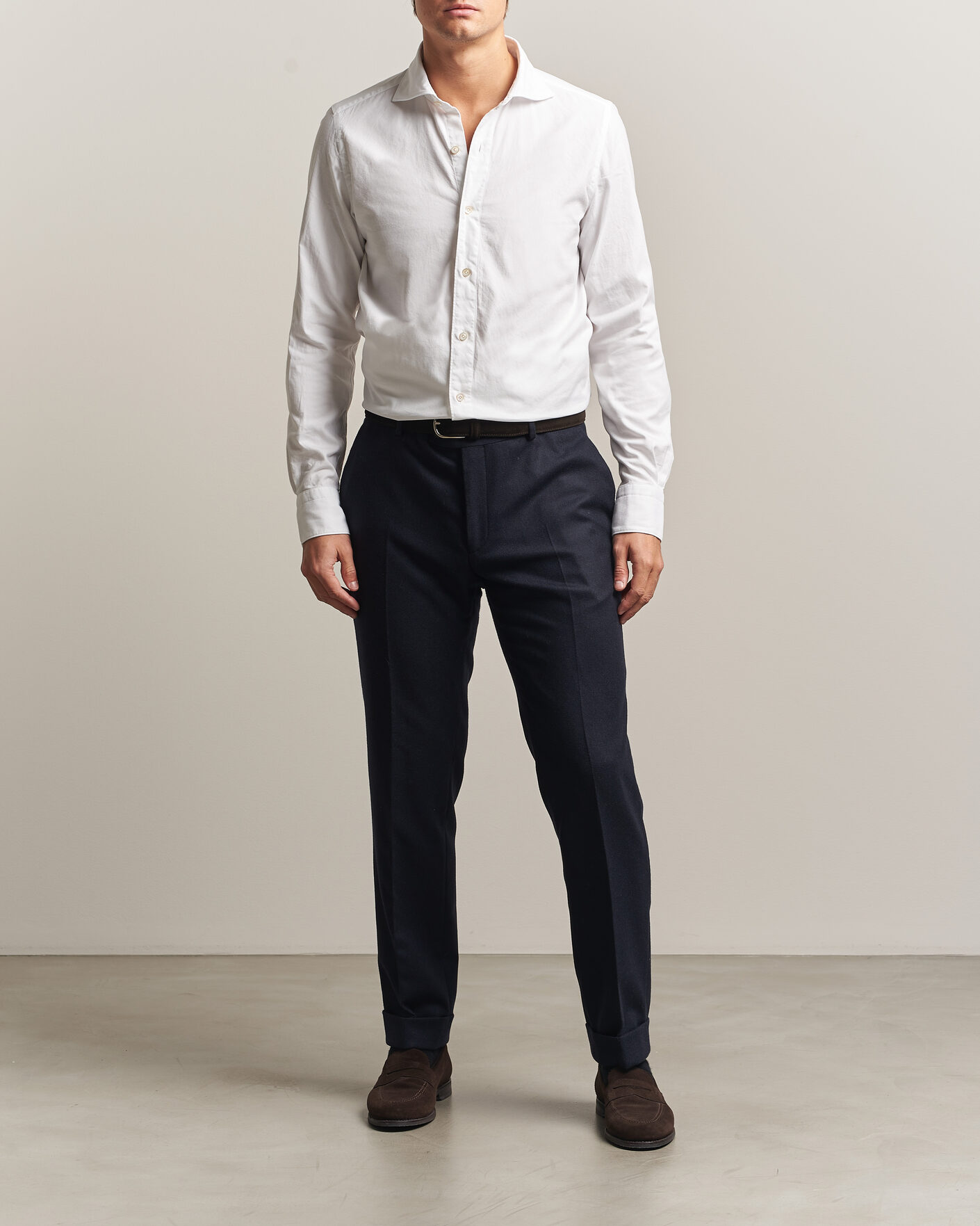 Uomini | Camicie | Finamore Napoli | Gaeta Flannel Sport Shirt White