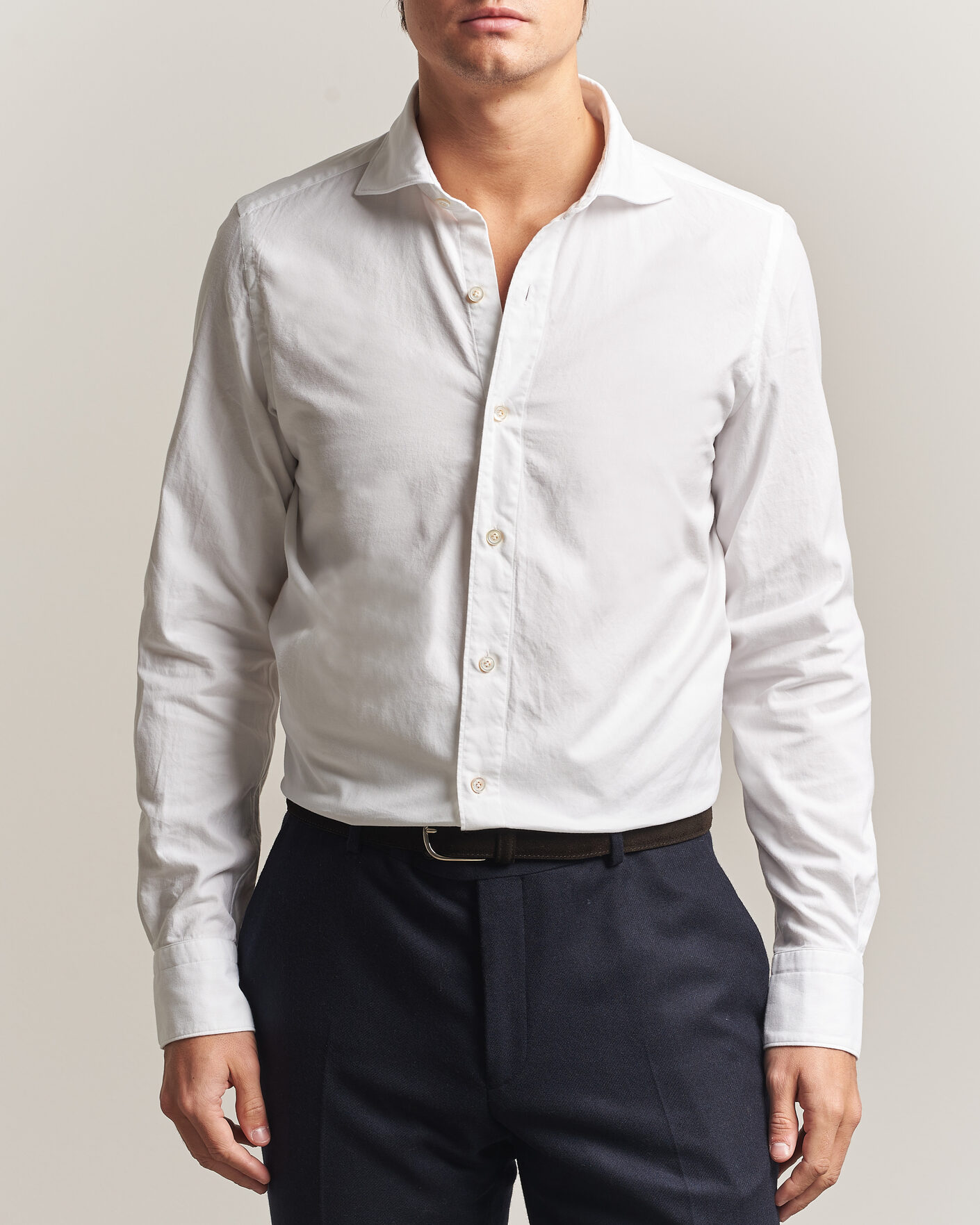 Uomini | Camicie | Finamore Napoli | Gaeta Flannel Sport Shirt White