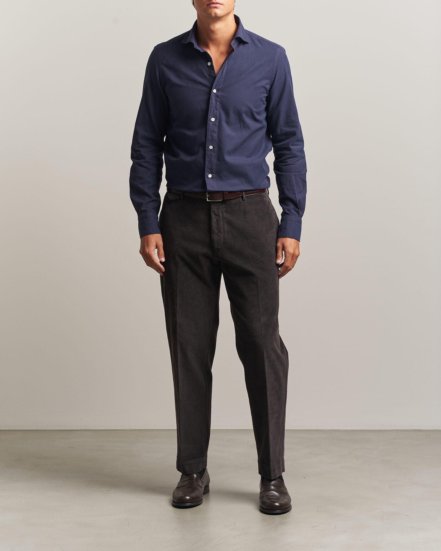 Uomini | Camicie | Finamore Napoli | Gaeta Flannel Sport Shirt Navy