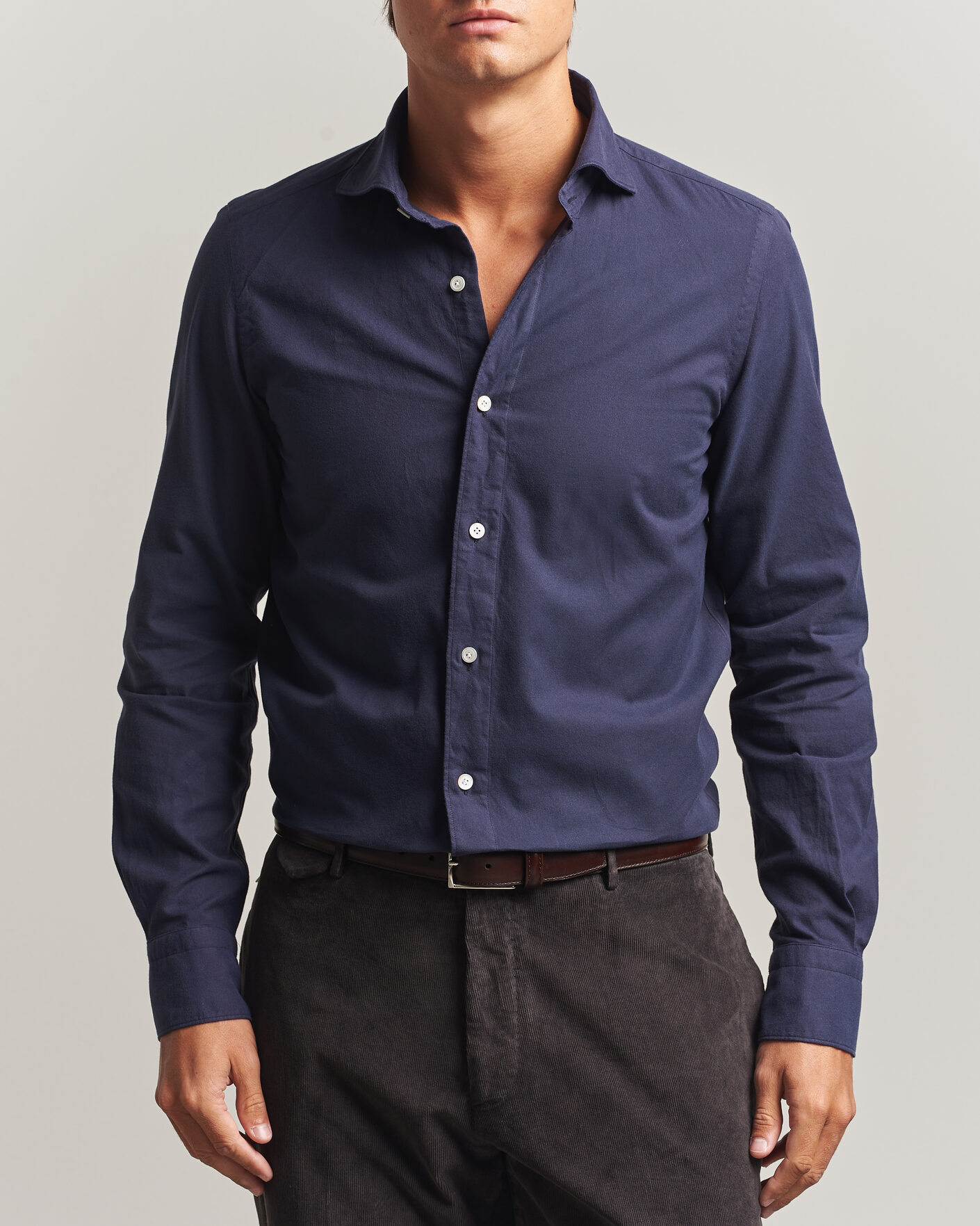 Uomini | Camicie | Finamore Napoli | Gaeta Flannel Sport Shirt Navy