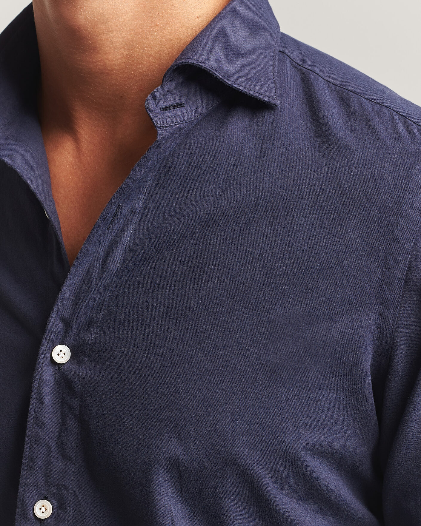 Uomini | Camicie | Finamore Napoli | Gaeta Flannel Sport Shirt Navy