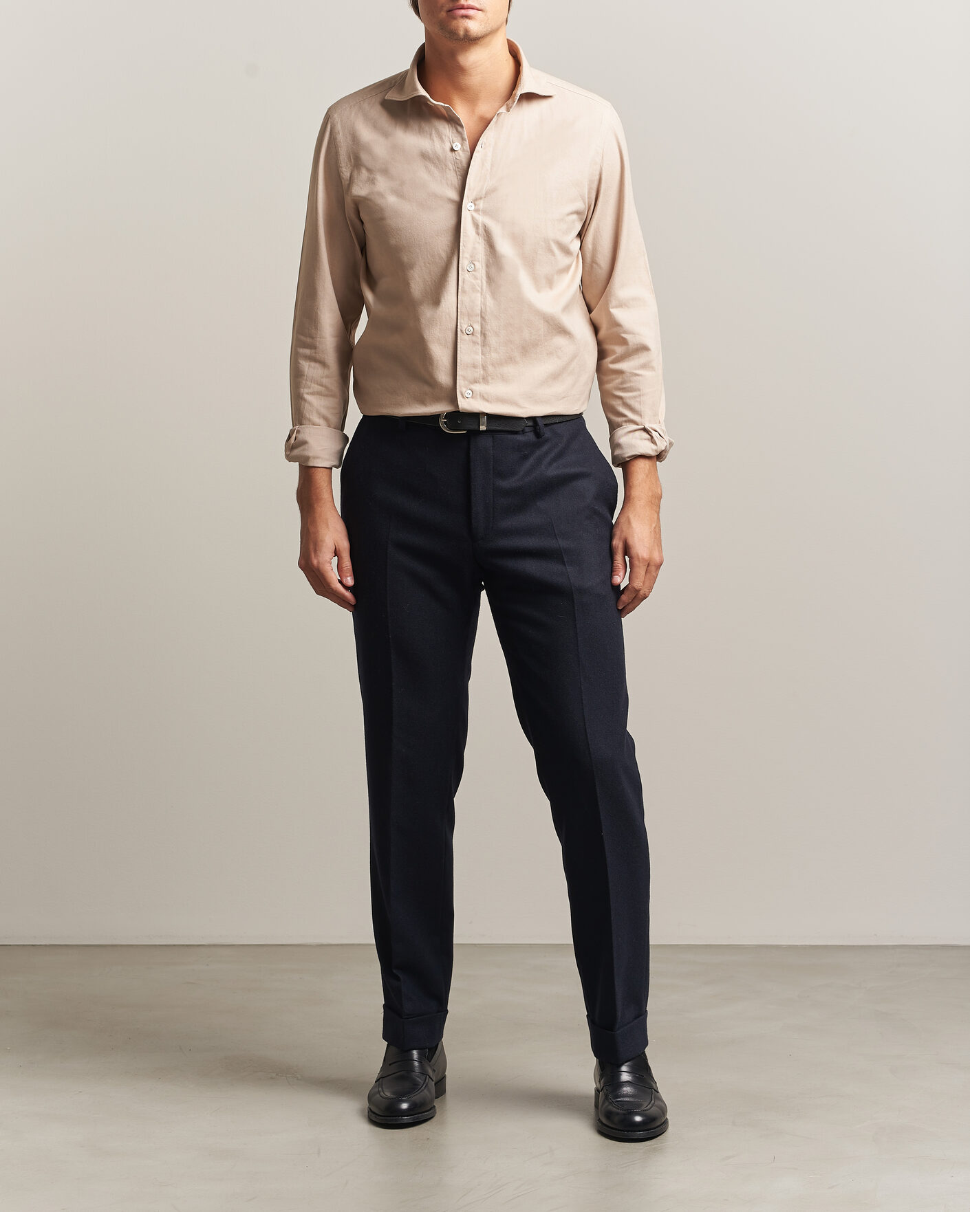 Uomini | Camicie | Finamore Napoli | Gaeta Flannel Sport Shirt Beige
