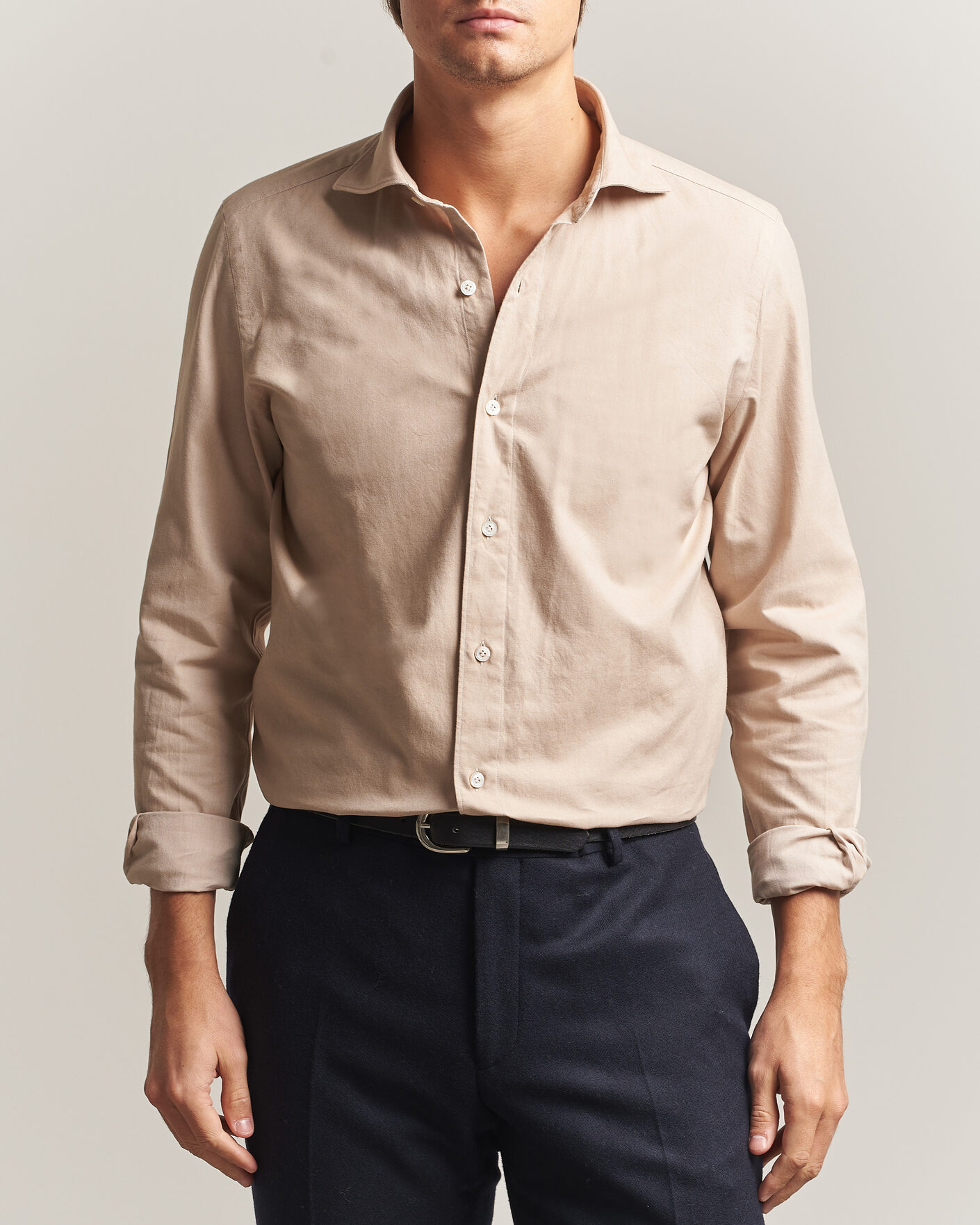 Uomini | Camicie | Finamore Napoli | Gaeta Flannel Sport Shirt Beige