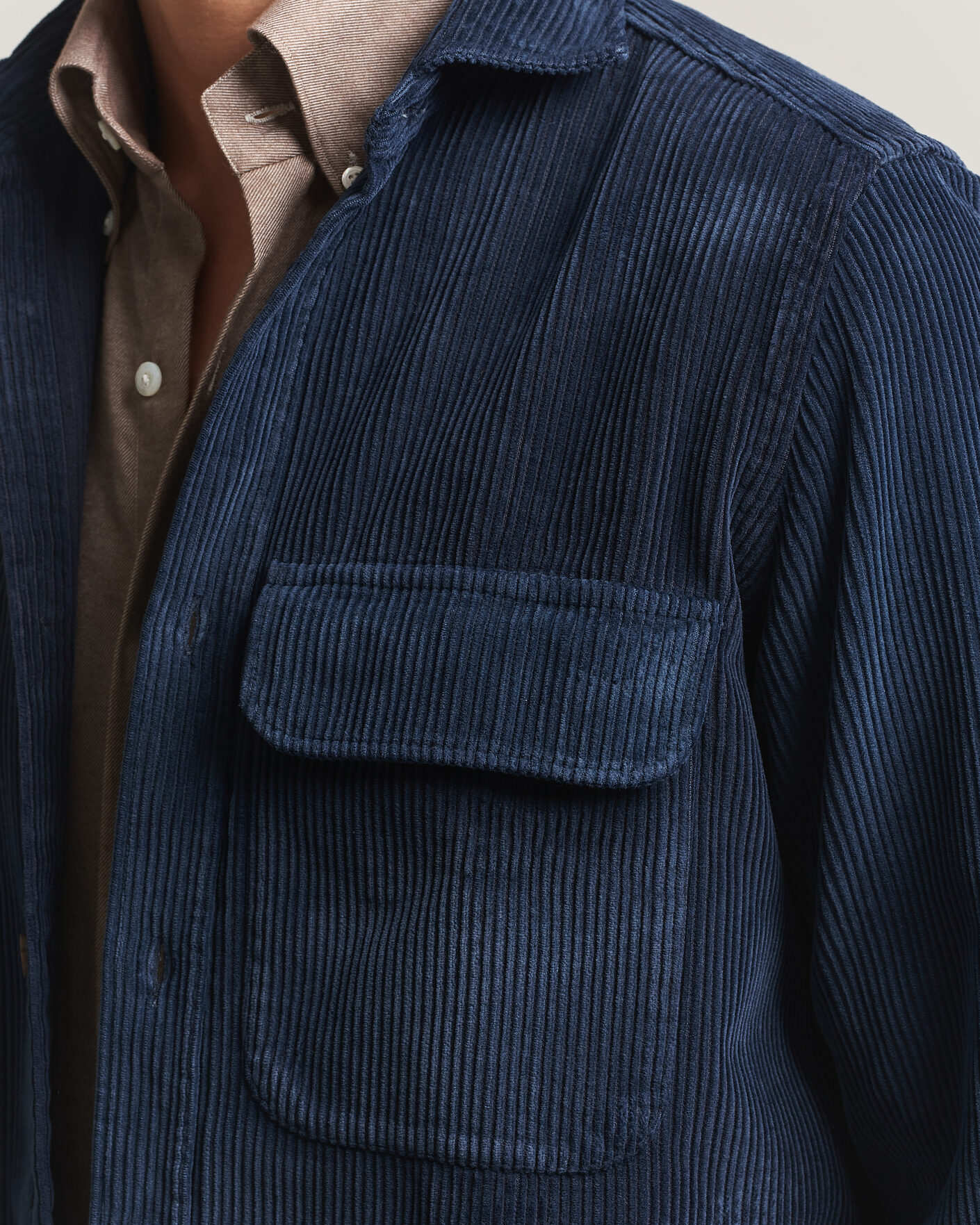 Uomini | Camicie | Finamore Napoli | Garment Dyed Corduroy Overshirt Navy