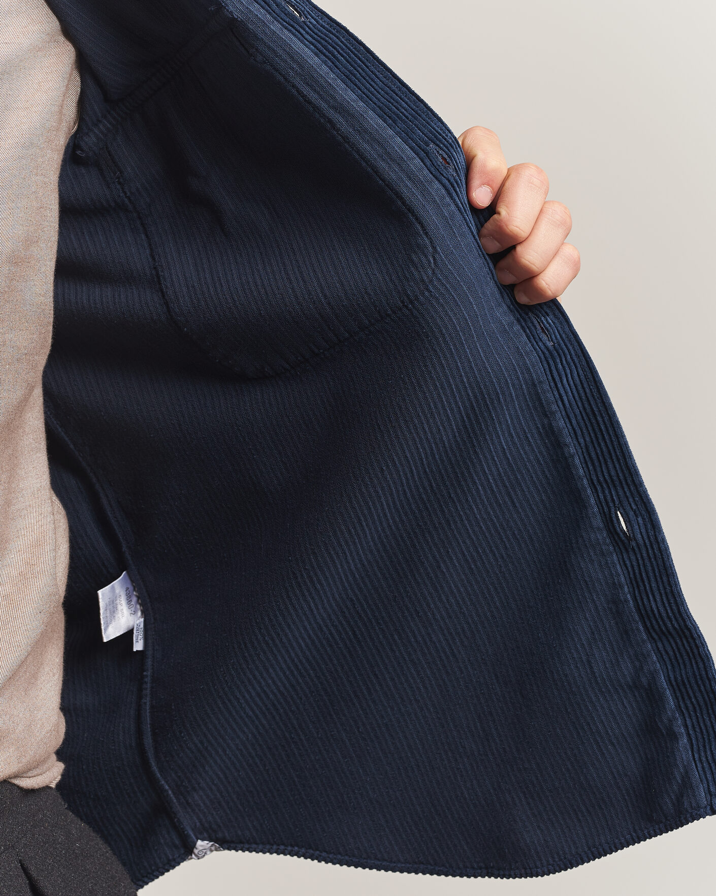 Uomini | Camicie | Finamore Napoli | Garment Dyed Corduroy Overshirt Navy