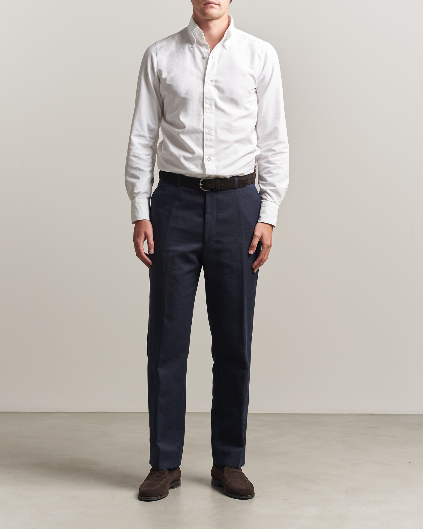 Uomini | Camicie | Finamore Napoli | Gaeta Oxford Button Down Shirt White