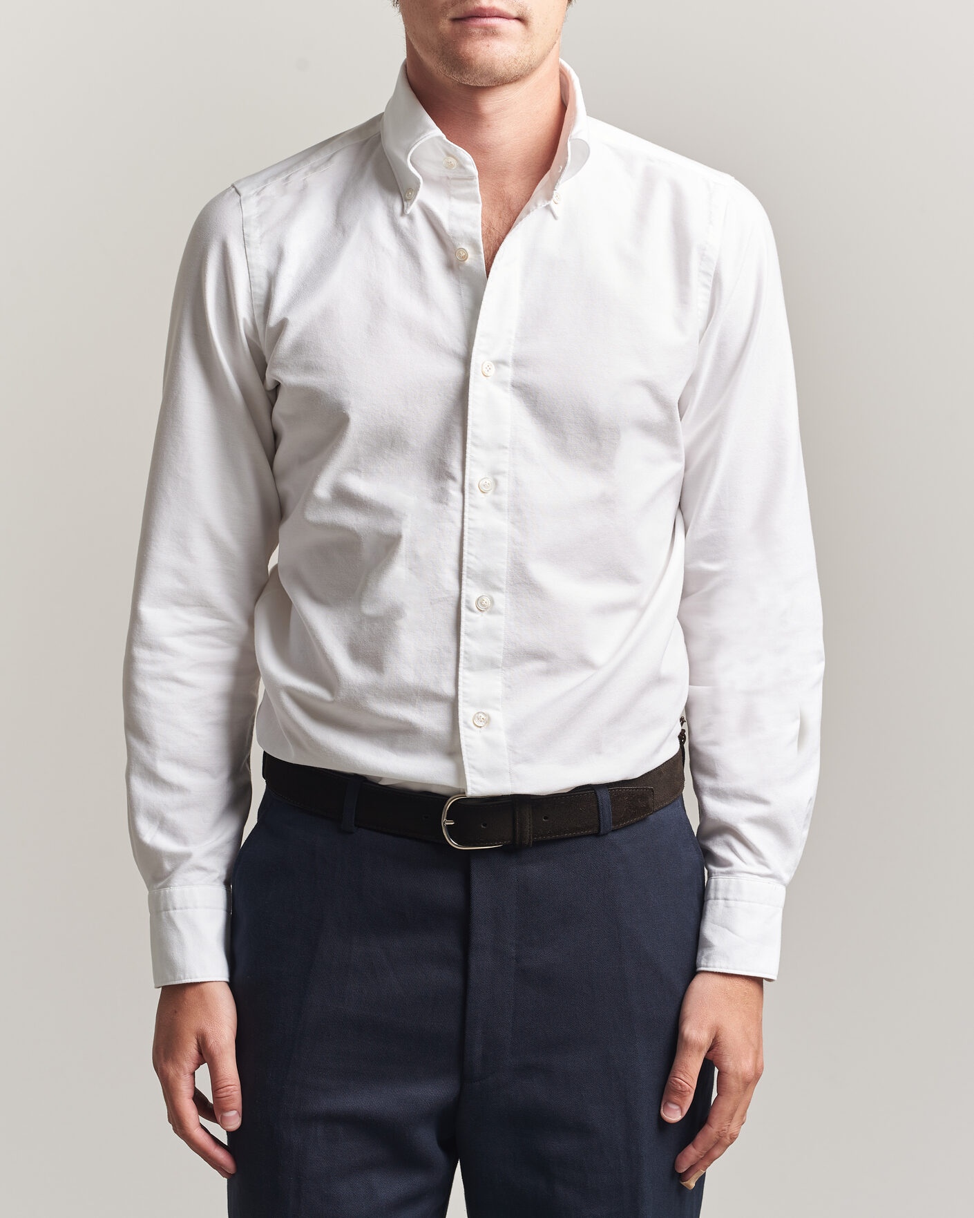Uomini | Camicie | Finamore Napoli | Gaeta Oxford Button Down Shirt White