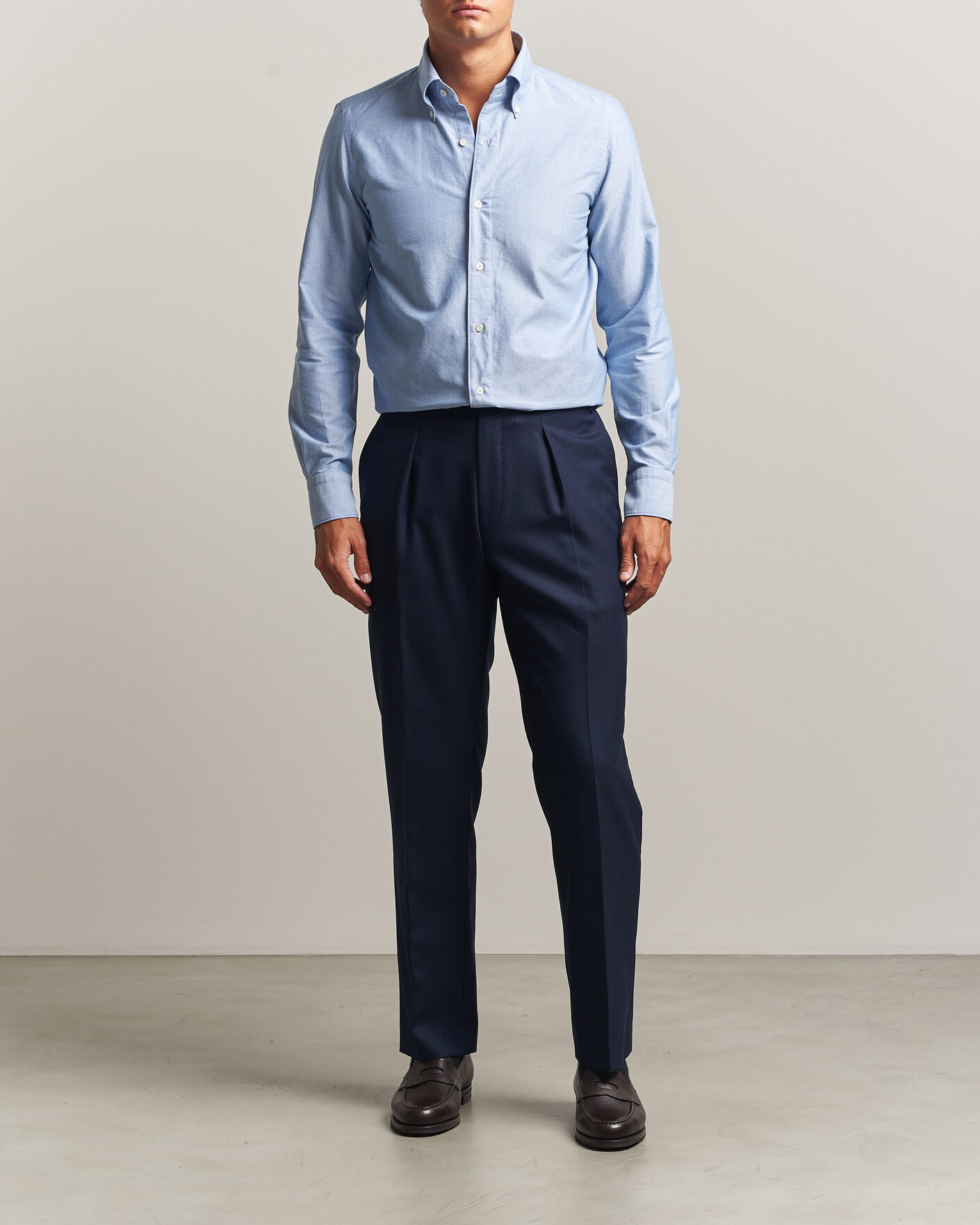 Uomini | Camicie | Finamore Napoli | Gaeta Oxford Button Down Shirt Light Blue