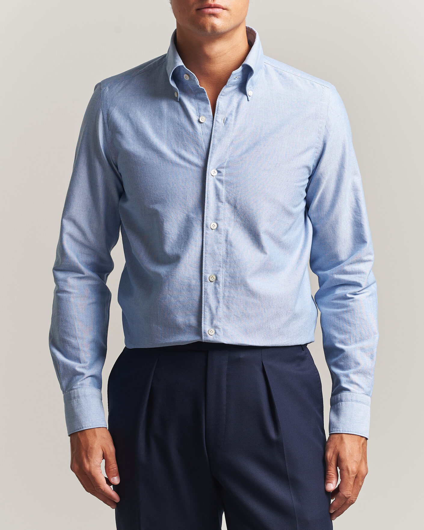 Uomini | Camicie | Finamore Napoli | Gaeta Oxford Button Down Shirt Light Blue