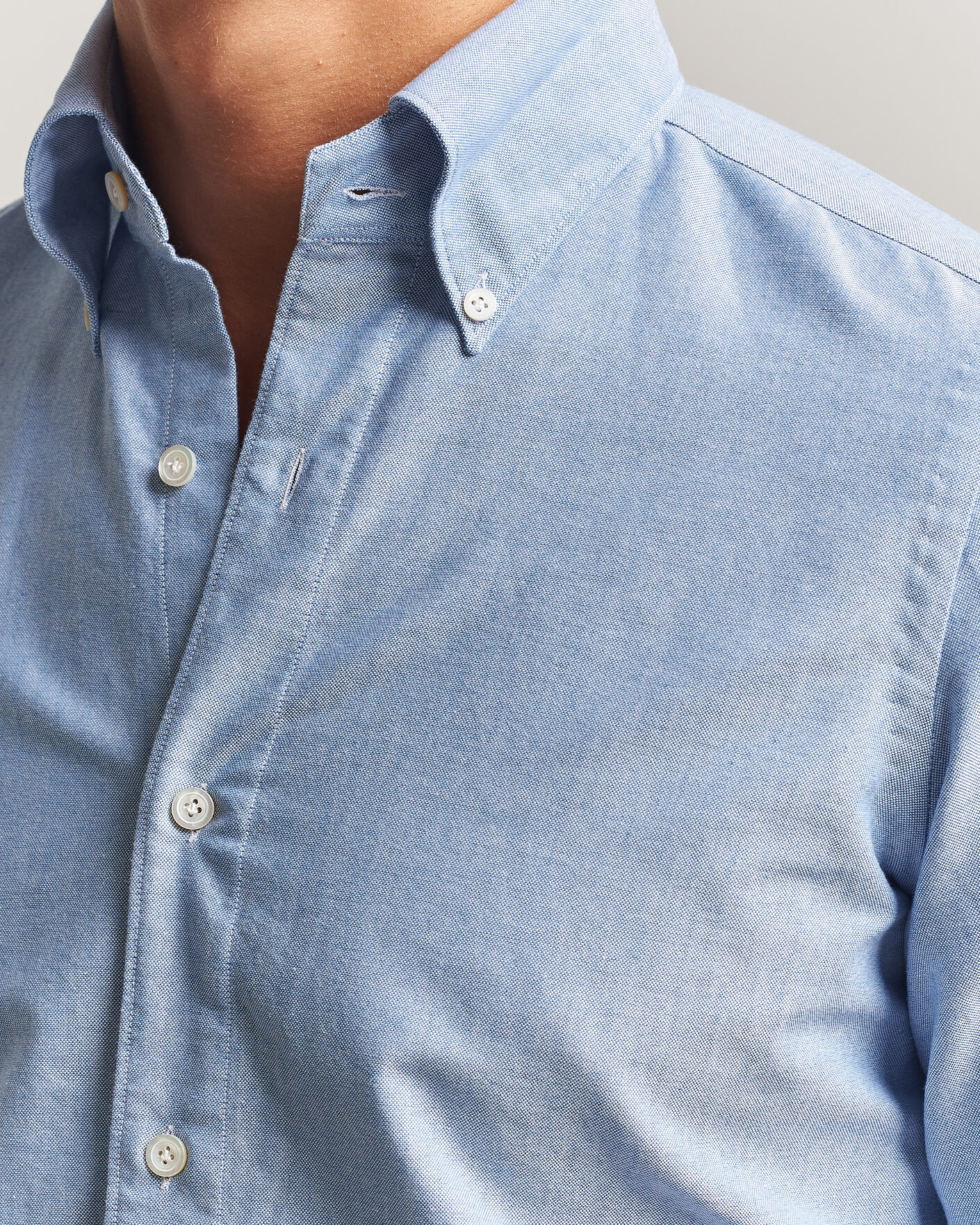 Uomini | Camicie | Finamore Napoli | Gaeta Oxford Button Down Shirt Light Blue