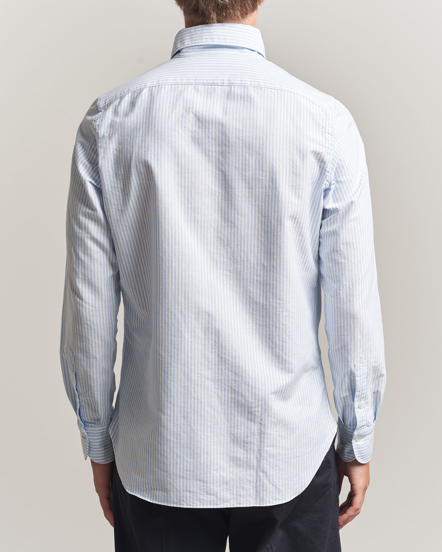 Uomini | Camicie | Finamore Napoli | Gaeta Oxford Button Down Shirt Light Blue Stripe