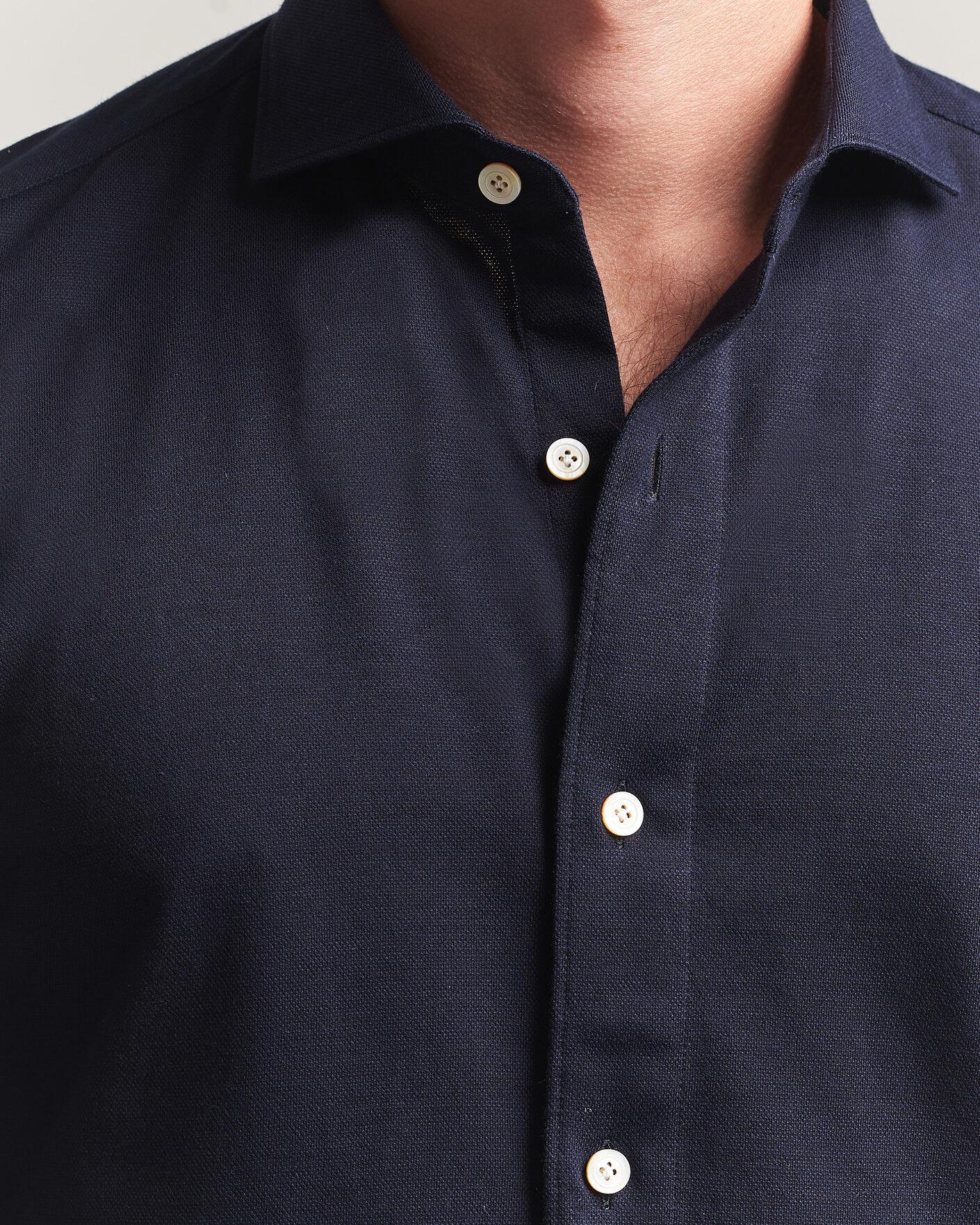 Uomini | Camicie | Finamore Napoli | Cotton/Cashmere Jersey Shirt Navy