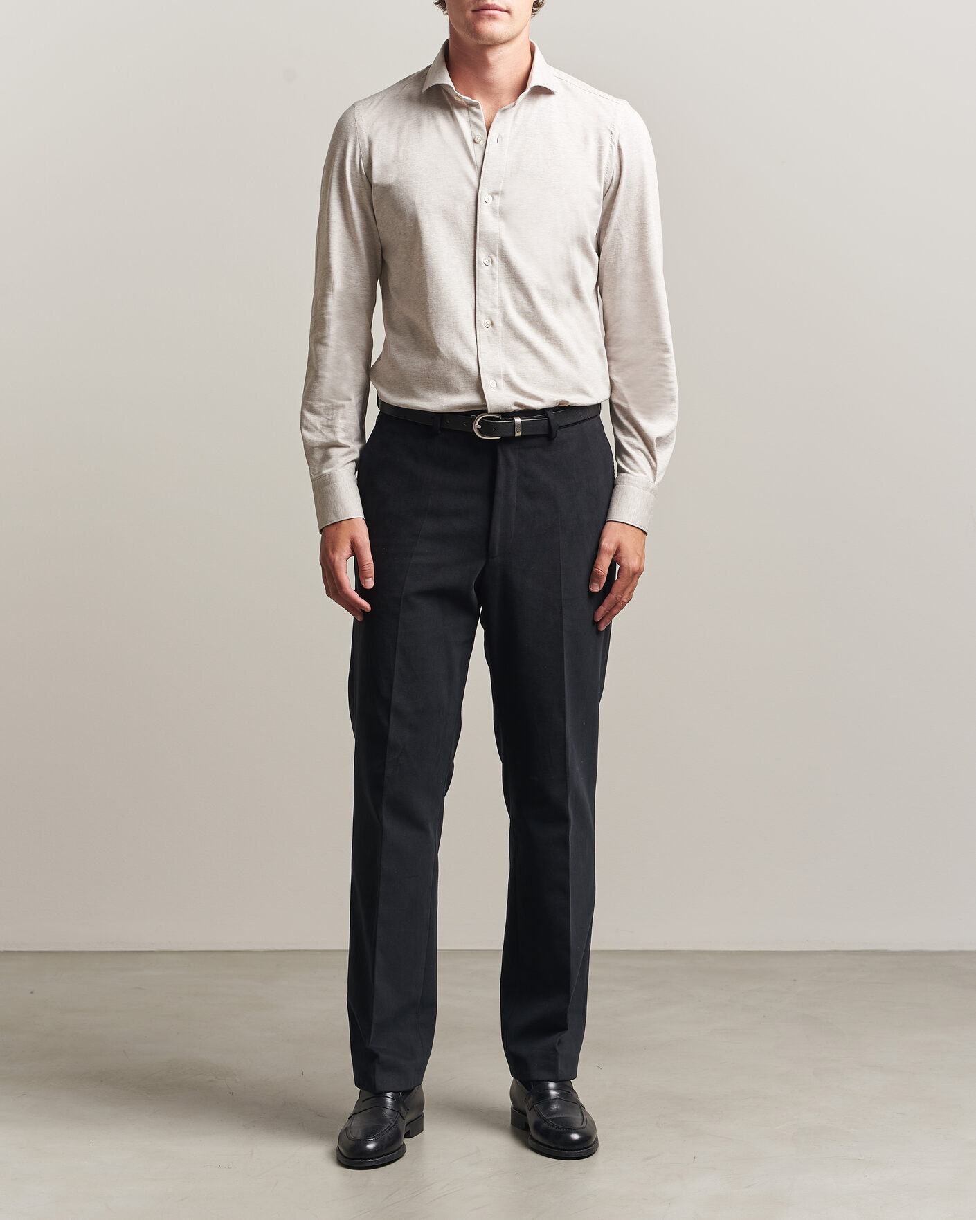Uomini | Camicie | Finamore Napoli | Cotton/Cashmere Jersey Shirt Beige