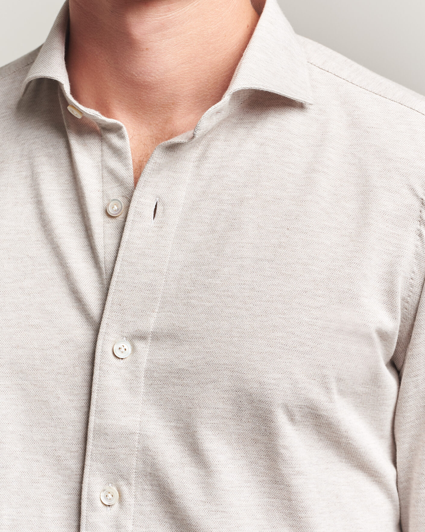 Uomini | Camicie | Finamore Napoli | Cotton/Cashmere Jersey Shirt Beige
