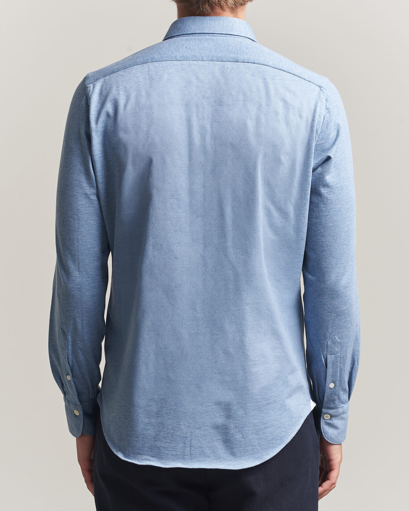 Uomini | Camicie | Finamore Napoli | Cotton/Cashmere Jersey Shirt Light Blue