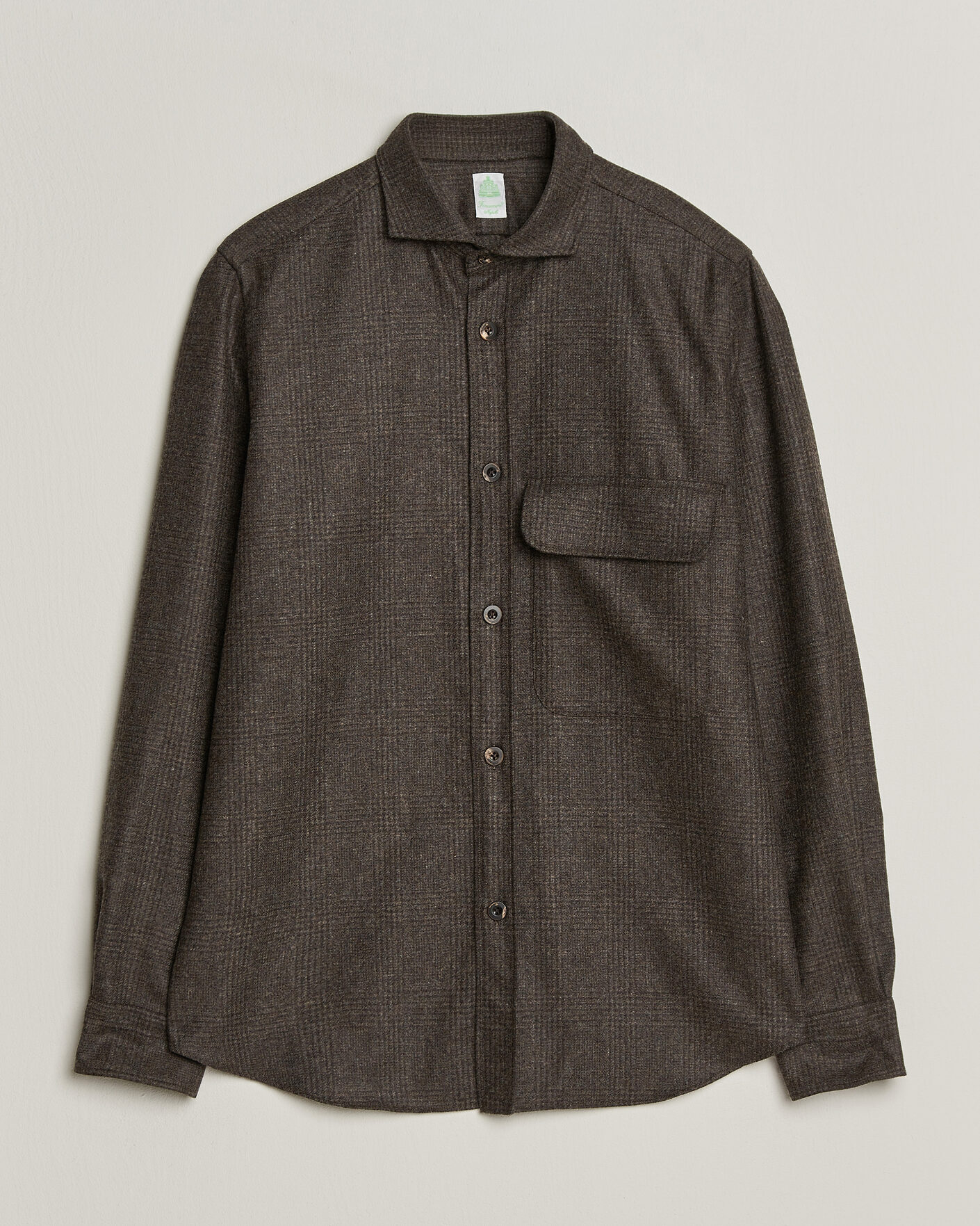Uomini | Camicie | Finamore Napoli | Wool Houndstooth Overshirt Dark Brown