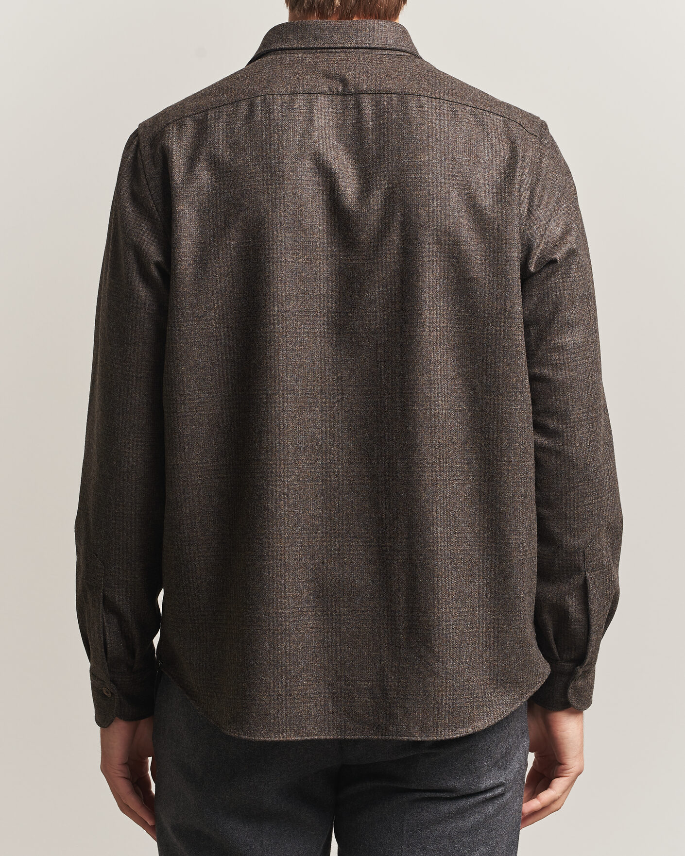 Uomini | Camicie | Finamore Napoli | Wool Houndstooth Overshirt Dark Brown