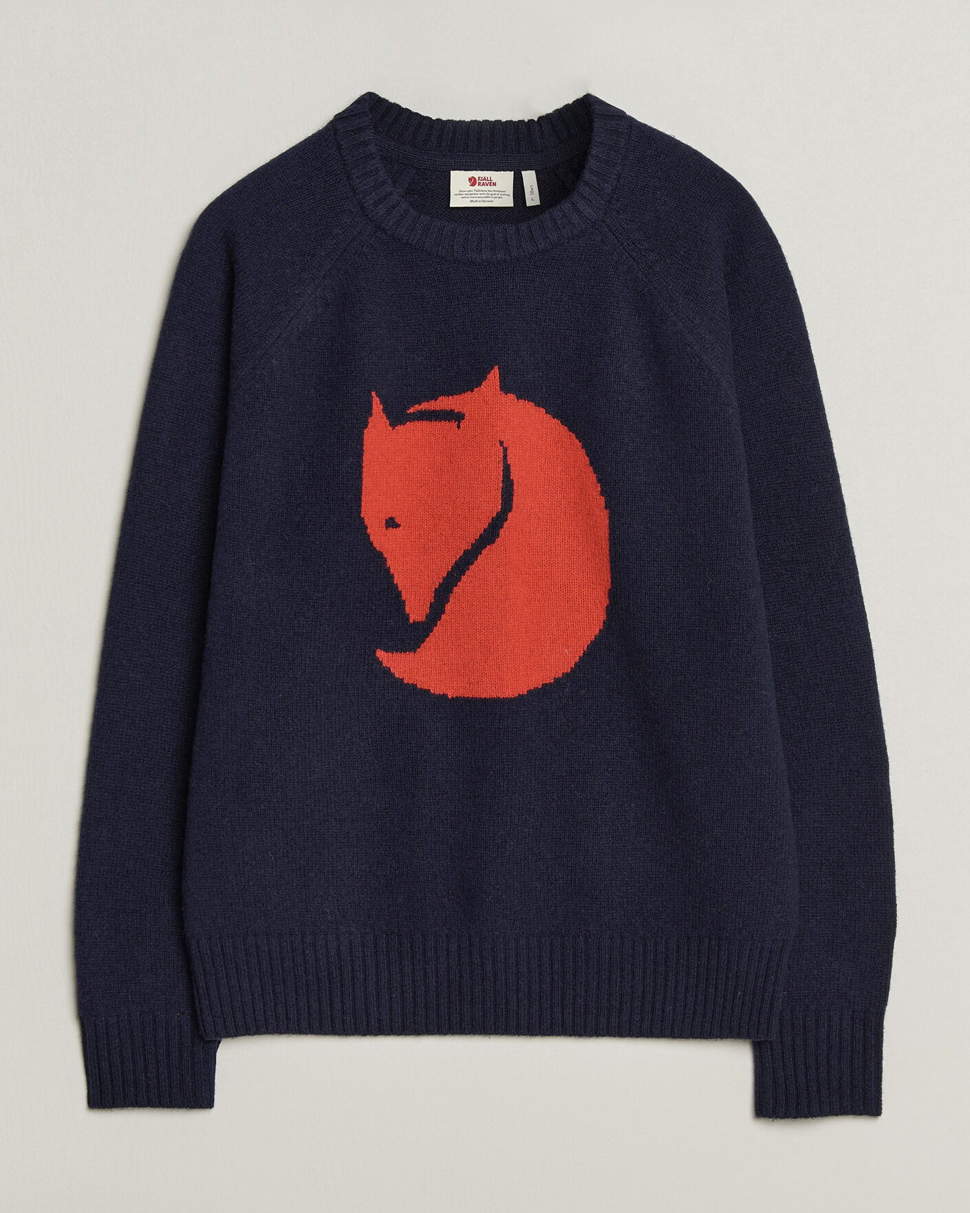 Uomini | Maglieria | Fjällräven | Logo Knit Wool Sweater Dark Navy