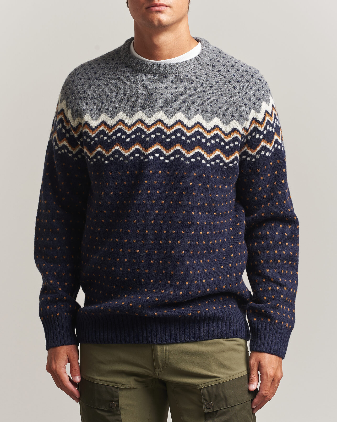 Uomini | Maglieria | Fjällräven | Övik Knit Wool Sweater Dark Navy