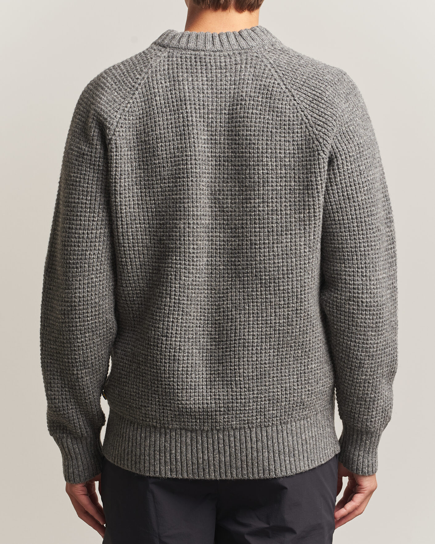 Uomini | Maglieria | Fjällräven | Övik Wool Waffle Knit Grey Melange