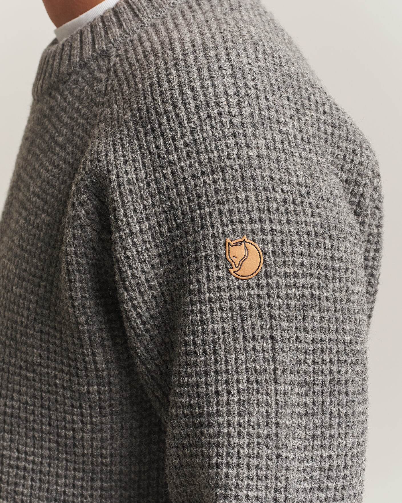 Uomini | Maglieria | Fjällräven | Övik Wool Waffle Knit Grey Melange
