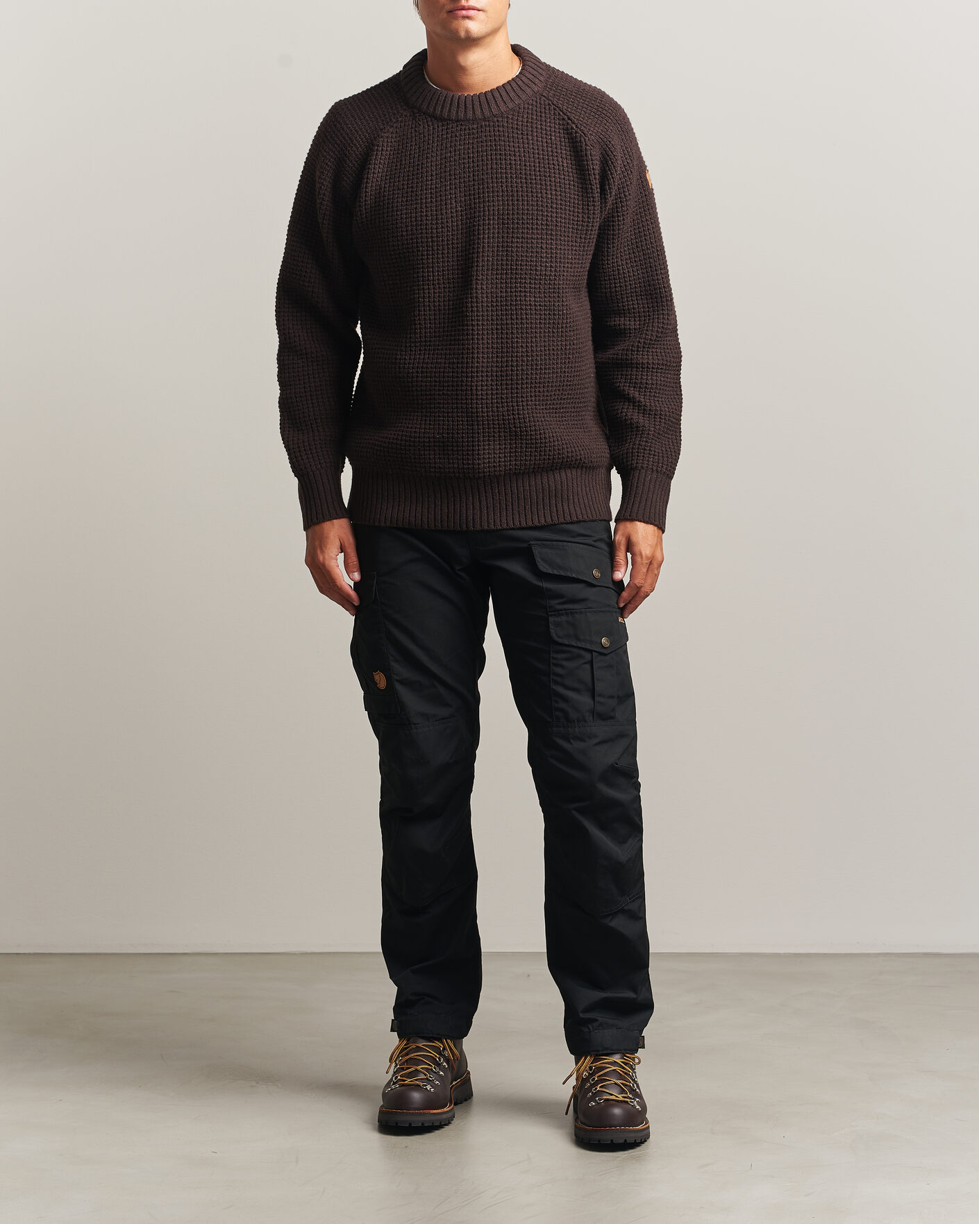 Uomini | Maglieria | Fjällräven | Övik Wool Waffle Knit Black Oak