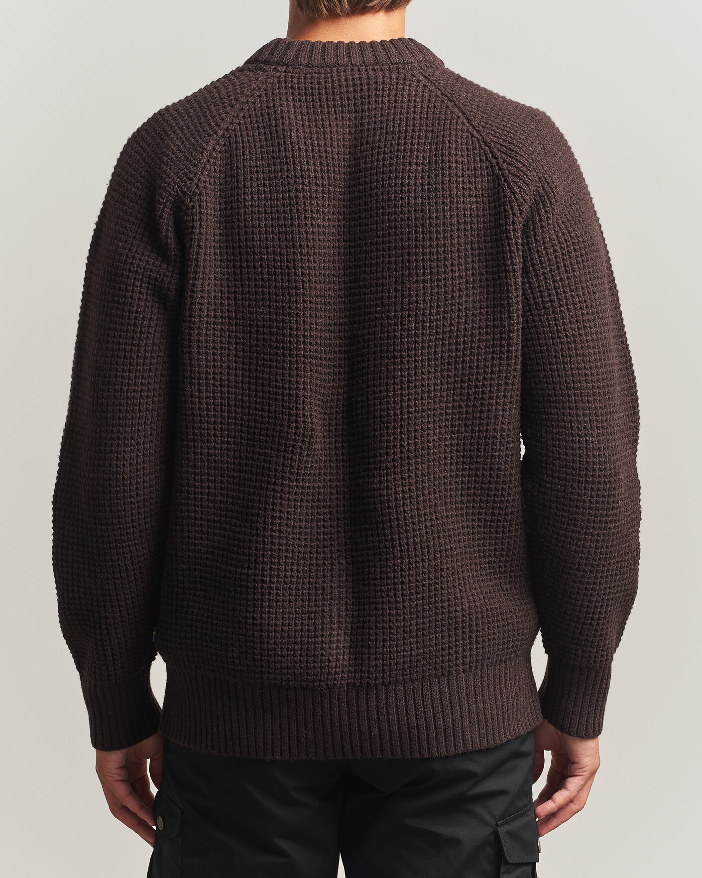 Uomini | Maglieria | Fjällräven | Övik Wool Waffle Knit Black Oak