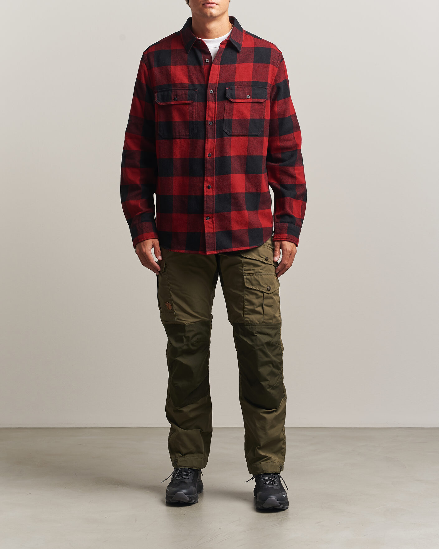 Uomini | Camicie | Fjällräven | Övik Heavy Flannel Shirt Red/Black