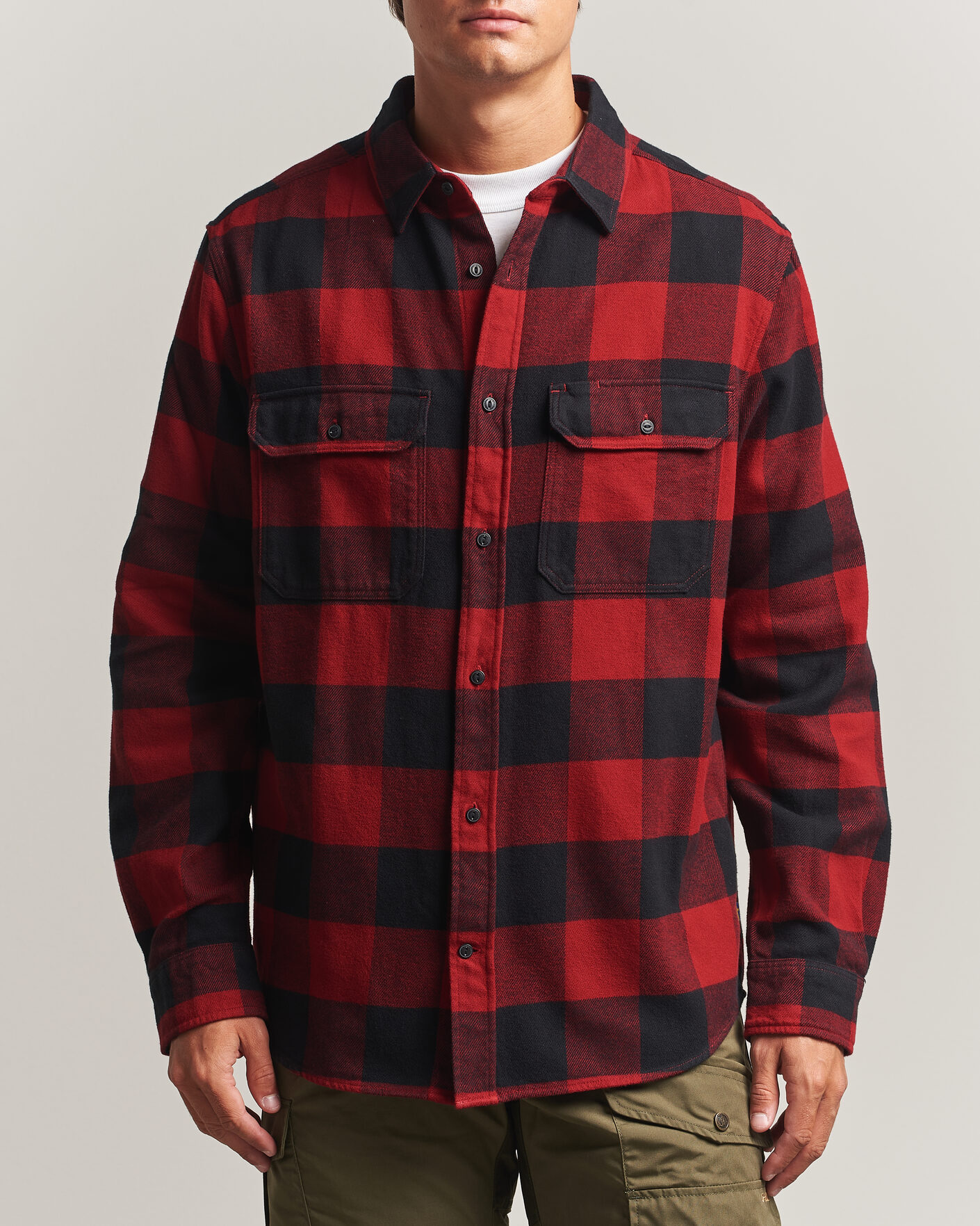 Uomini | Camicie | Fjällräven | Övik Heavy Flannel Shirt Red/Black