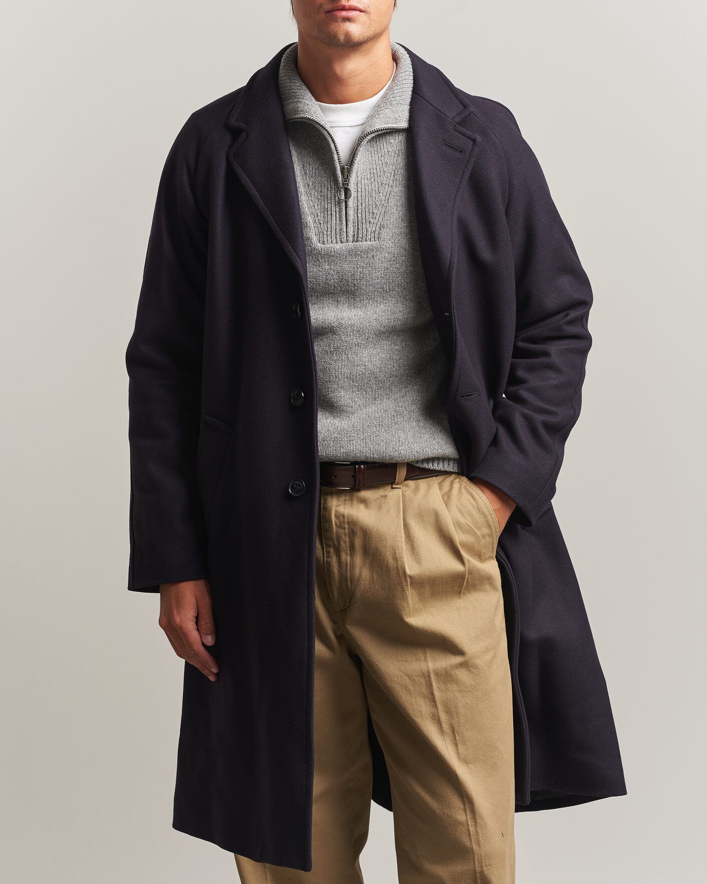 Uomini | Giacche | Gloverall | Chesterfield Wool/Cashmere Refined Coat Navy