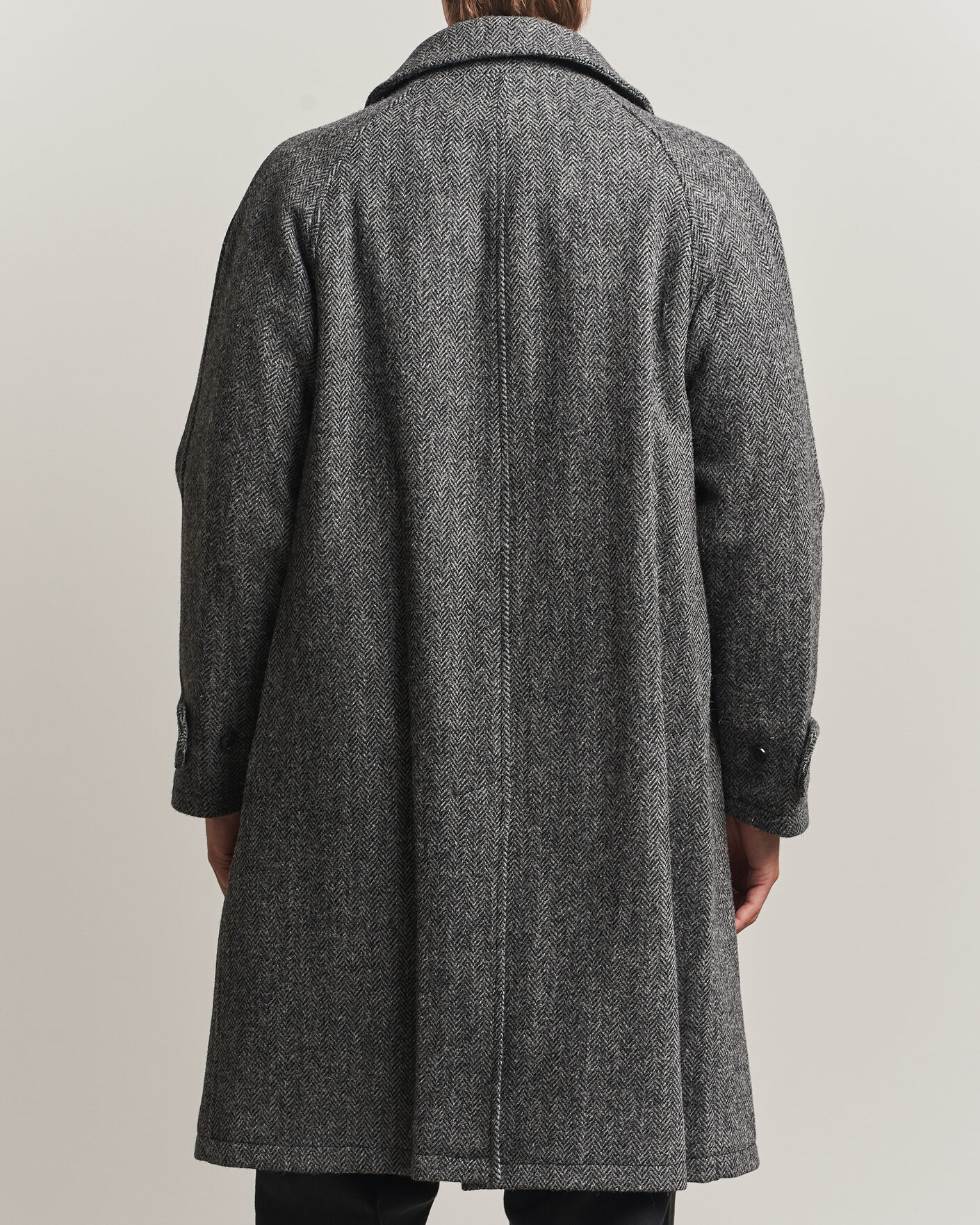 Uomini | Giacche | Gloverall | Hynes Harris Tweed Coat Charcoal Herringbone